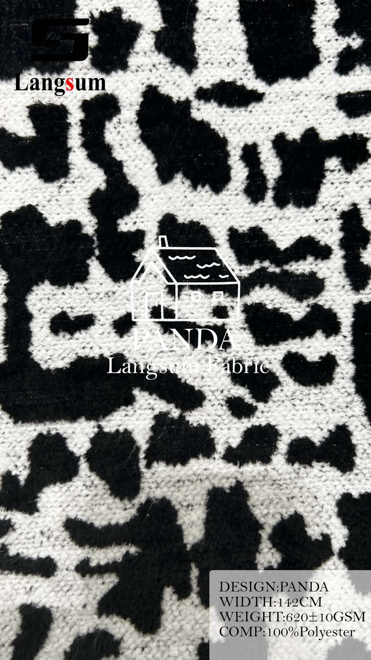 PANDA Animal-Pattern Polyester Upholstery Fabric – 620±10gsm, 56" Wide, 14 Colors Langsum Fabric
