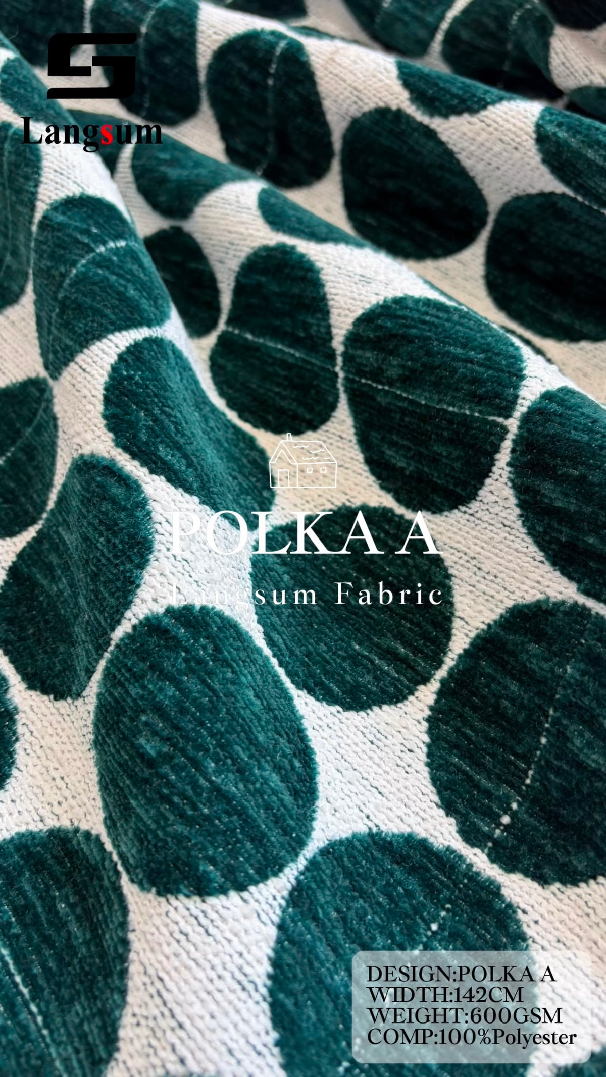 POLKA A Polka-Dot Polyester Upholstery Fabric – 600gsm, 56" Wide, 11 Colors Langsum Fabric