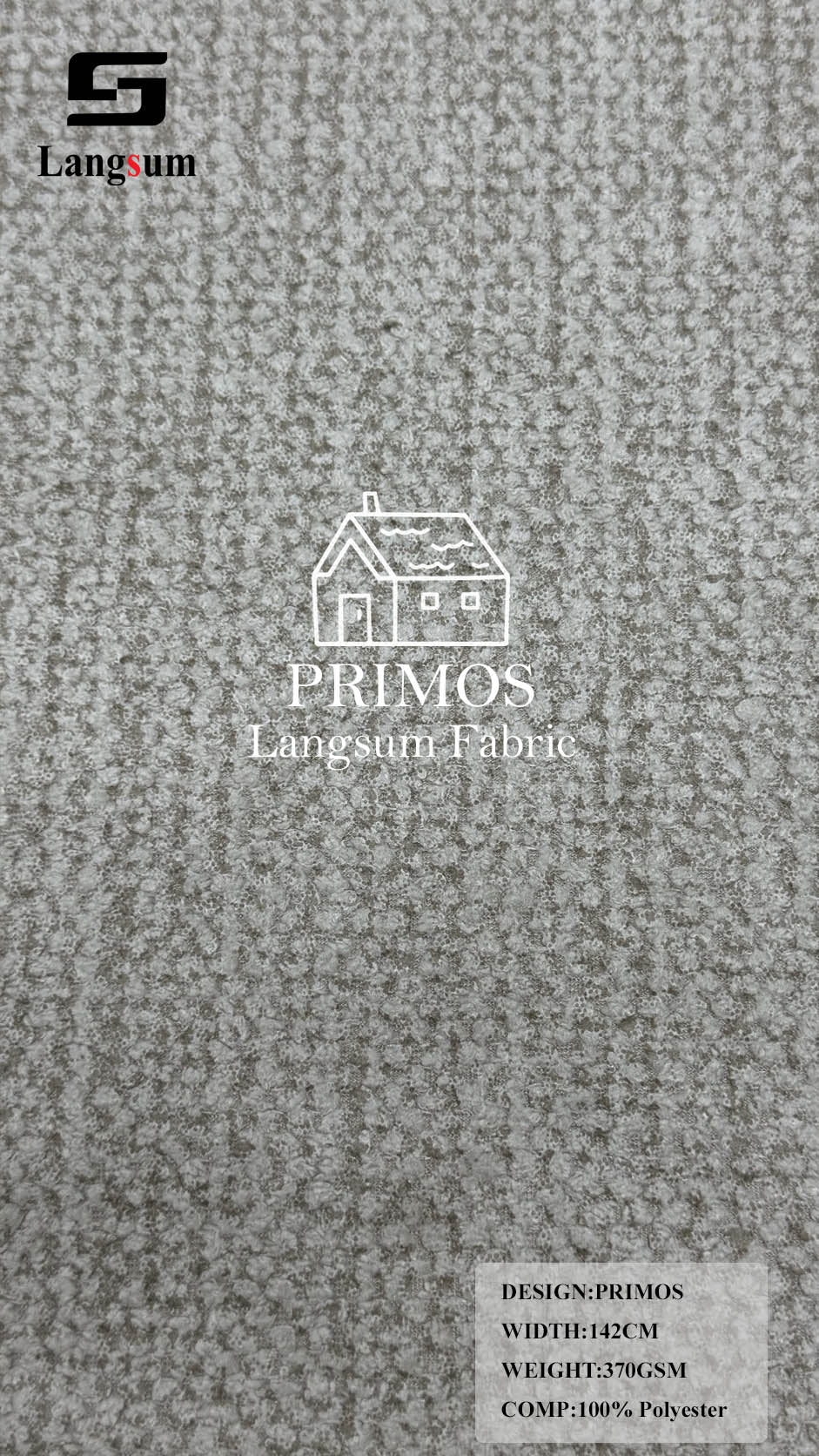 PRIMOS Nubby-Textured Polyester Upholstery Fabric – 370gsm, 56" Wide Langsum Fabric
