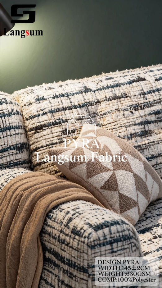PYRA Triangle-Pattern Polyester Upholstery Fabric – 630gsm, 57" Wide, 9 Colors Langsum Fabric