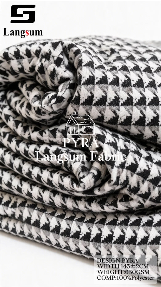 PYRA Triangle-Pattern Polyester Upholstery Fabric – 630gsm, 57" Wide, 9 Colors Langsum Fabric