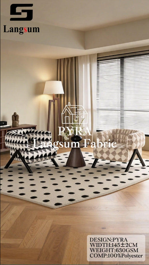 PYRA Triangle-Pattern Polyester Upholstery Fabric – 630gsm, 57" Wide, 9 Colors Langsum Fabric