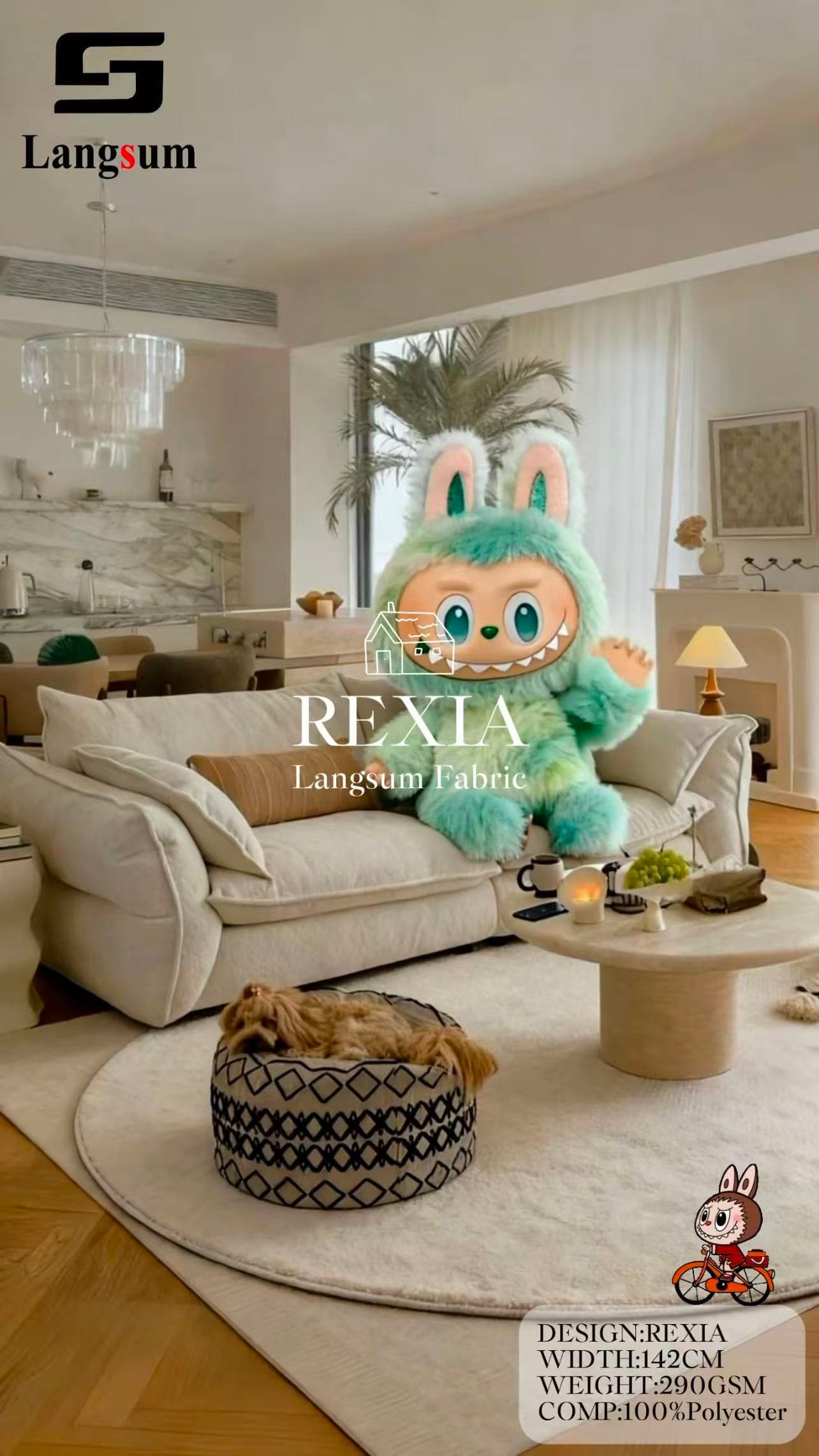 REXIA Velvet Fabric Knitted Fabric Jacquard-290gsm, 56" Wide, 20 Colors Langsum Fabric