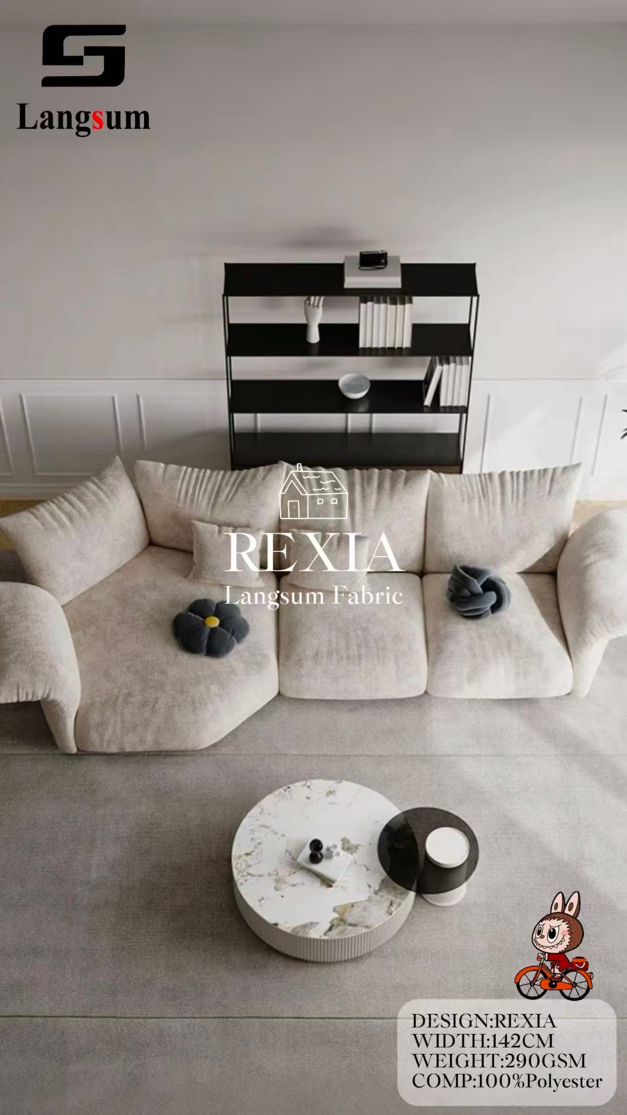 REXIA Velvet Fabric Knitted Fabric Jacquard-290gsm, 56" Wide, 20 Colors Langsum Fabric