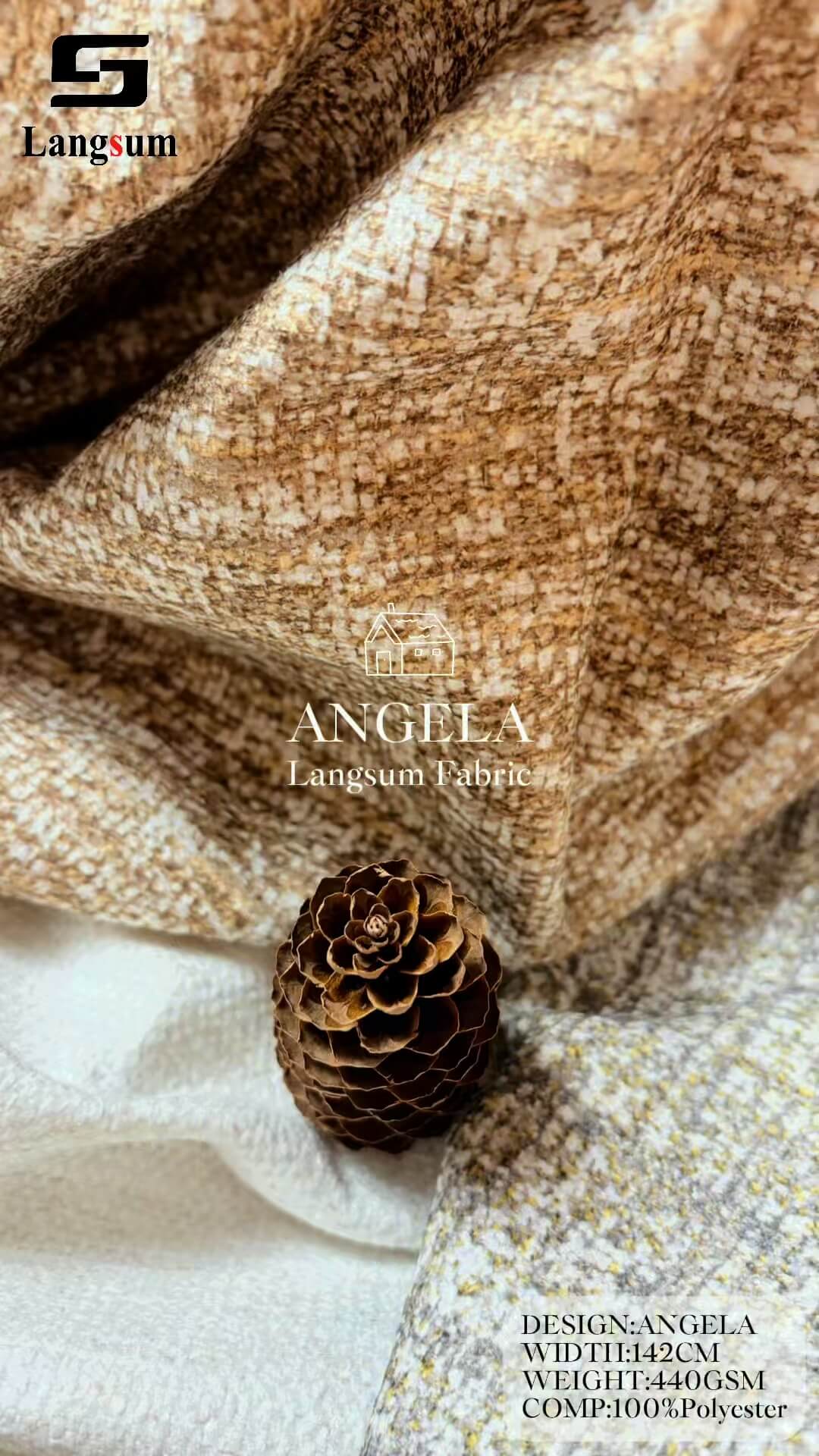 ANGELA Chenille Fabric Woven Jacquard Fabric – 440gsm, 56" Wide, 21 Colors Langsum Fabric
