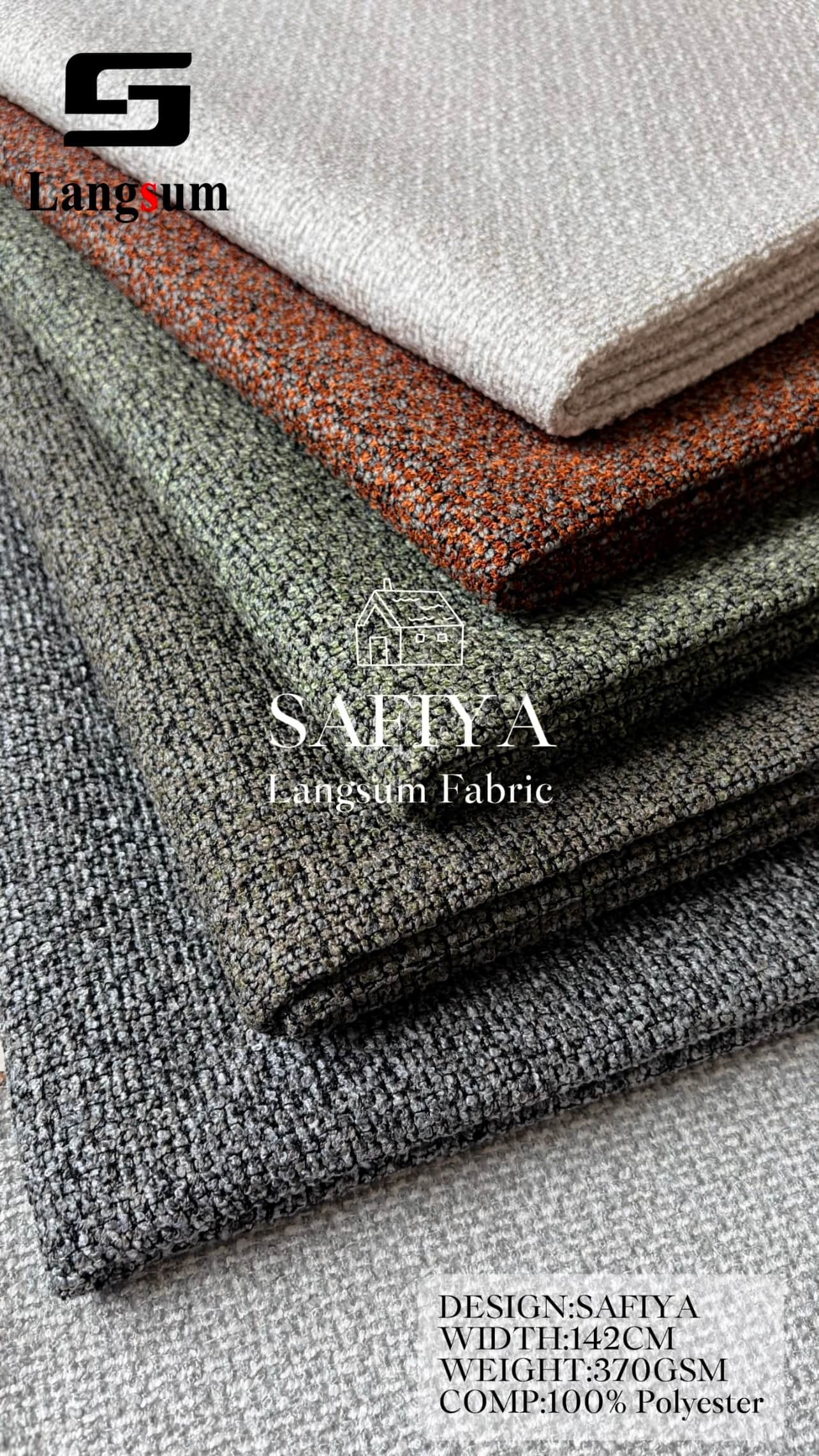 SAFIYA Chenille Fabric Woven Jacquard Fabric – 370gsm, 56" Wide, 18 Colors Langsum Fabric