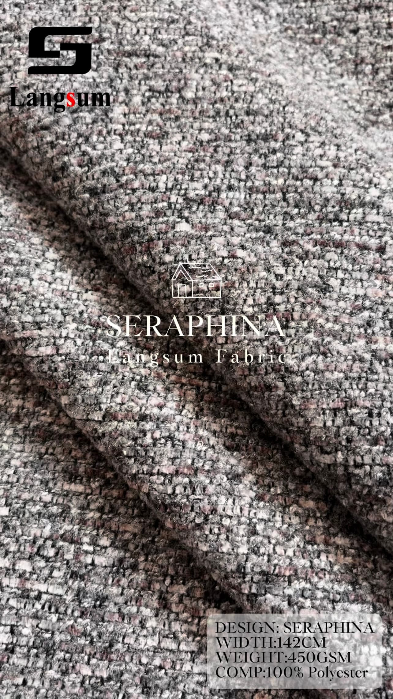 SERAPHINA Chenille Fabric Woven Jacquard Fabric – 390gsm, 56" Wide, 15 Colors Langsum Fabric