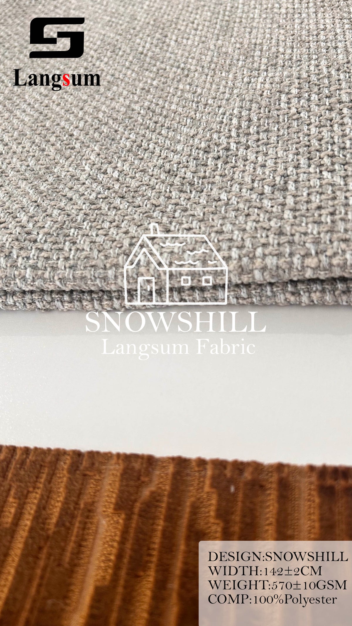 SNOWSHILL Coarse-Textured Polyester Upholstery Fabric – 570±10gsm, 56" Wide, 12 Colors Langsum Fabric