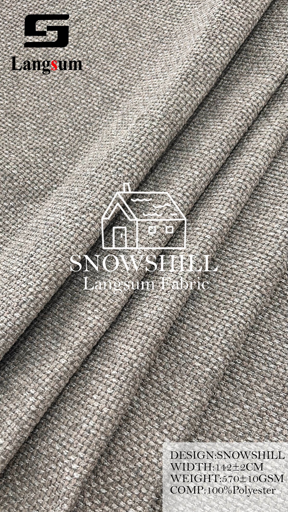 SNOWSHILL Coarse-Textured Polyester Upholstery Fabric – 570±10gsm, 56" Wide, 12 Colors Langsum Fabric
