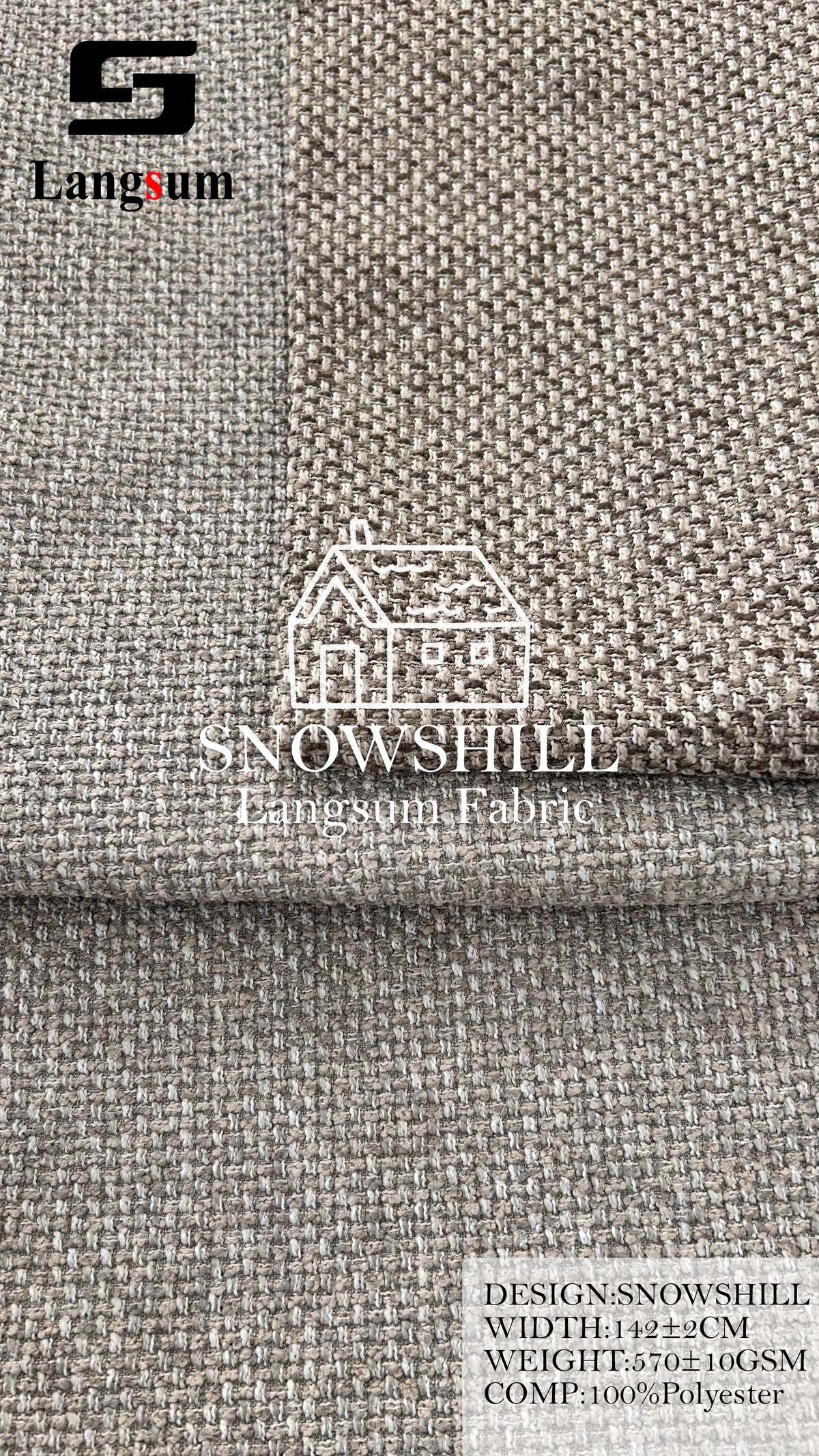 SNOWSHILL Coarse-Textured Polyester Upholstery Fabric – 570±10gsm, 56" Wide, 12 Colors Langsum Fabric