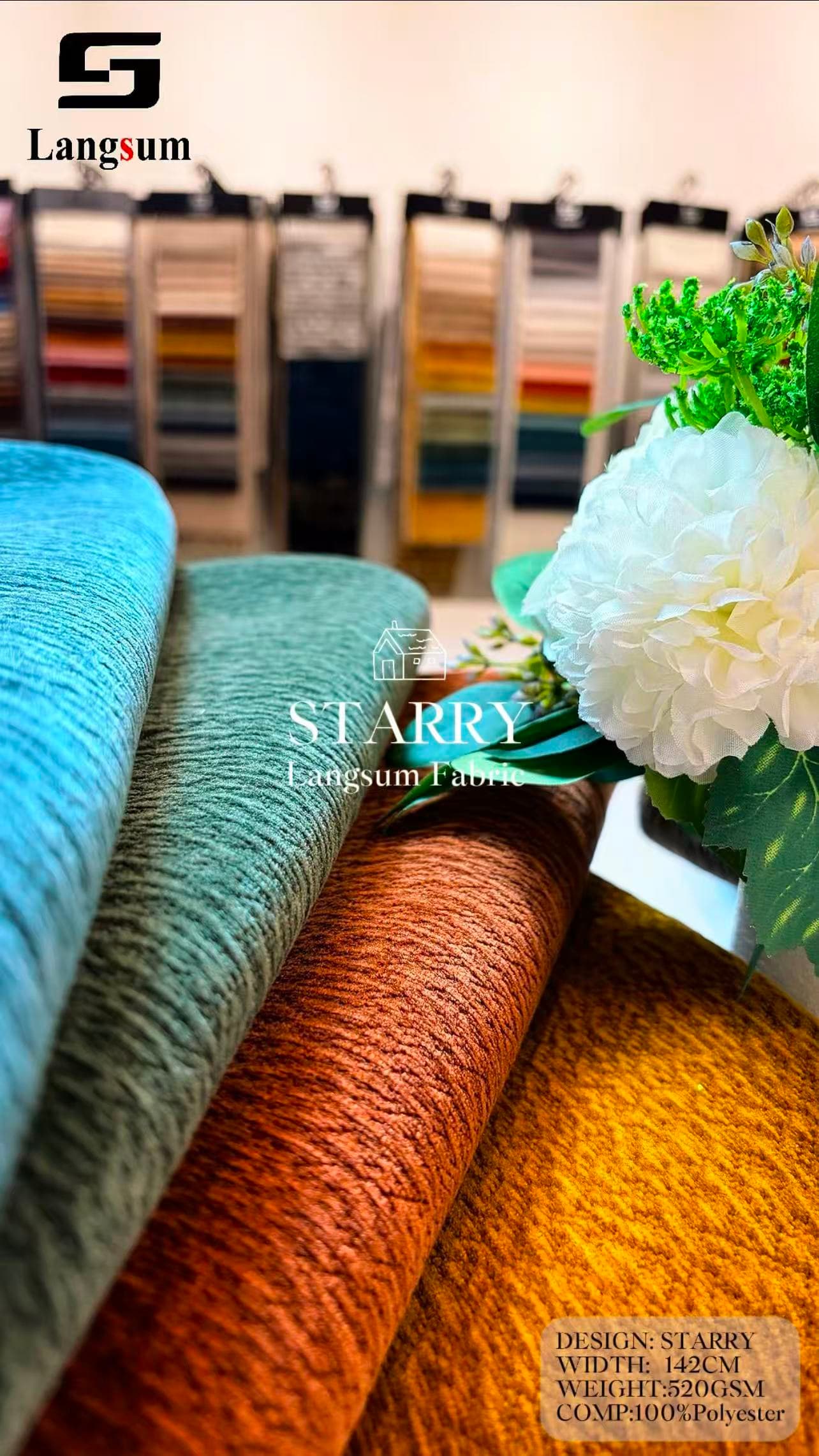 STARRY Textured Polyester Upholstery Fabric – 520±20gsm, 56" Wide, 12 Colors Langsum Fabric