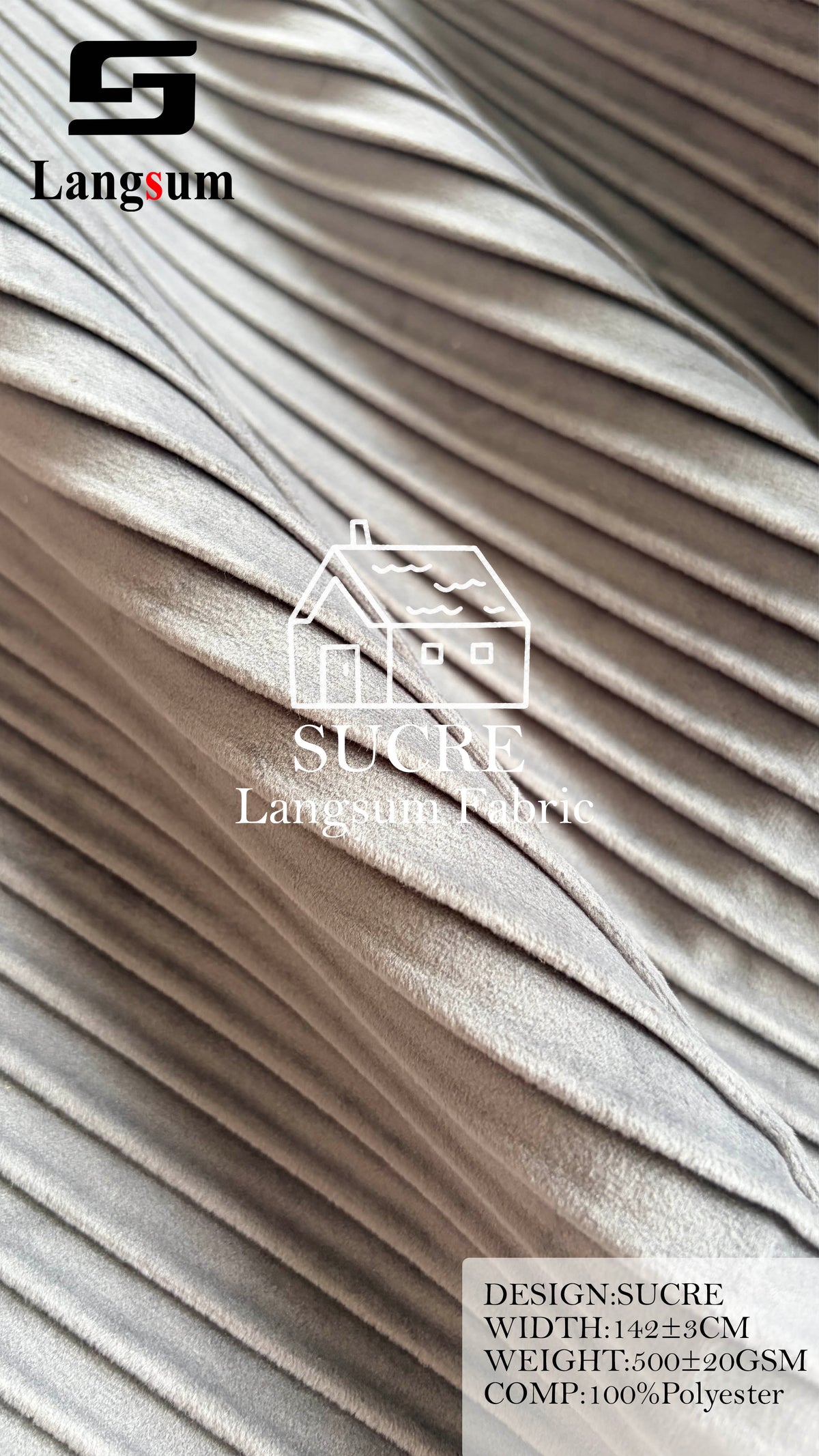 SUCRE Ribbed Polyester Upholstery Fabric – 500±20gsm, 56" Wide, 15 Colors Langsum Fabric