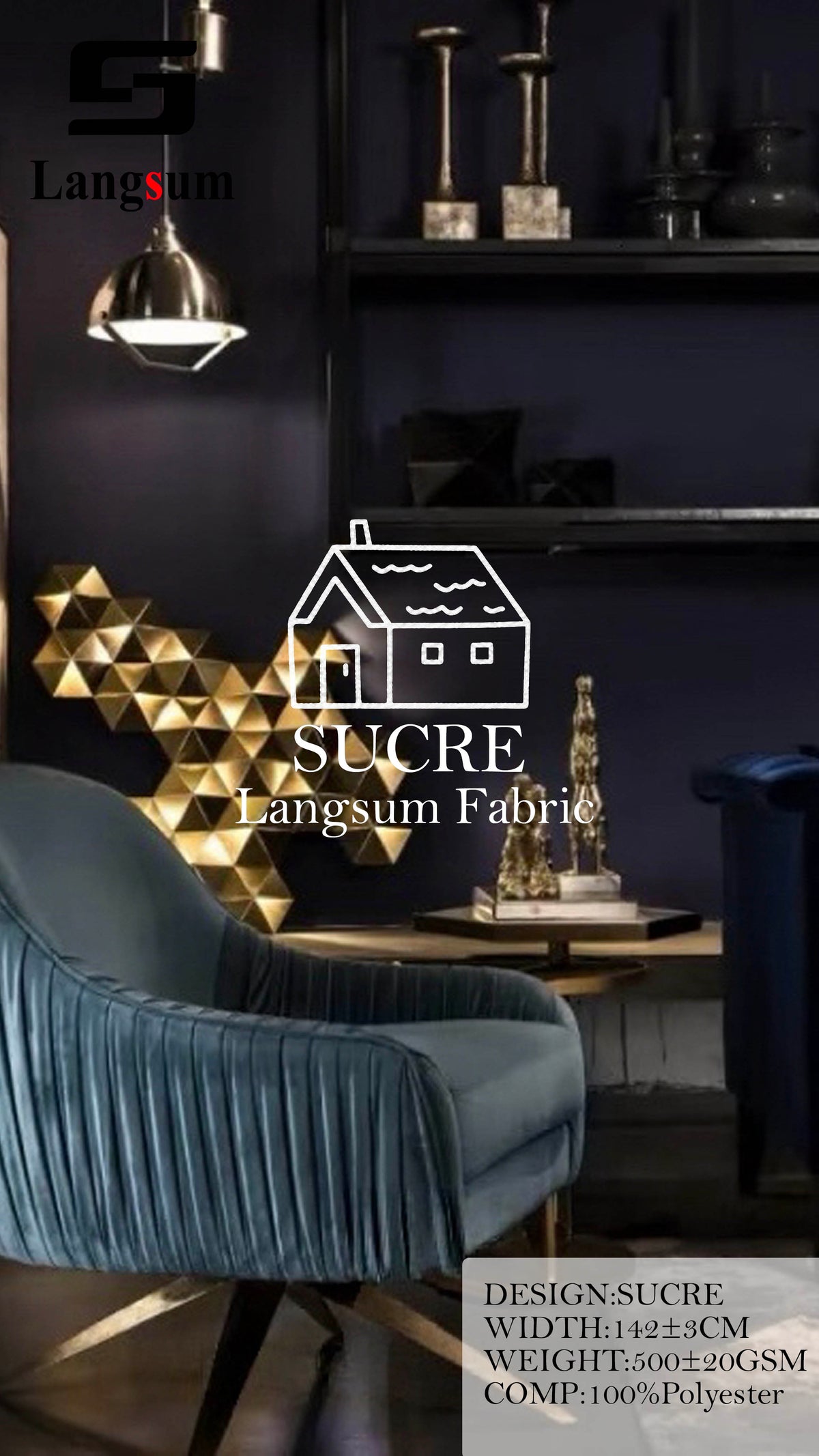 SUCRE Ribbed Polyester Upholstery Fabric – 500±20gsm, 56" Wide, 15 Colors Langsum Fabric
