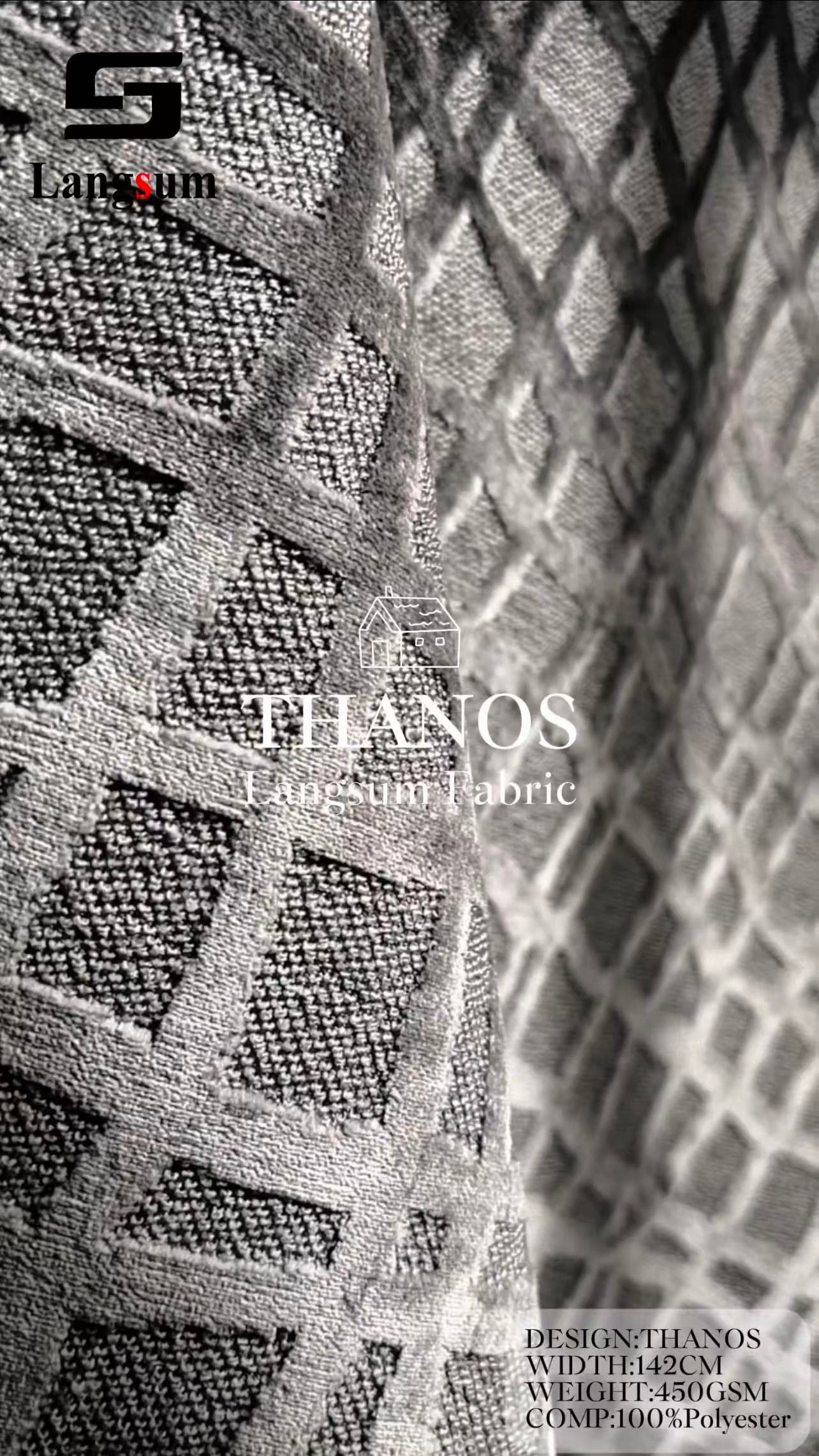 THANOS Circle knitted Jaquard Textured Polyester Upholstery Fabric – 450GSM, 56" Wide, 5 Colors Langsum Fabric