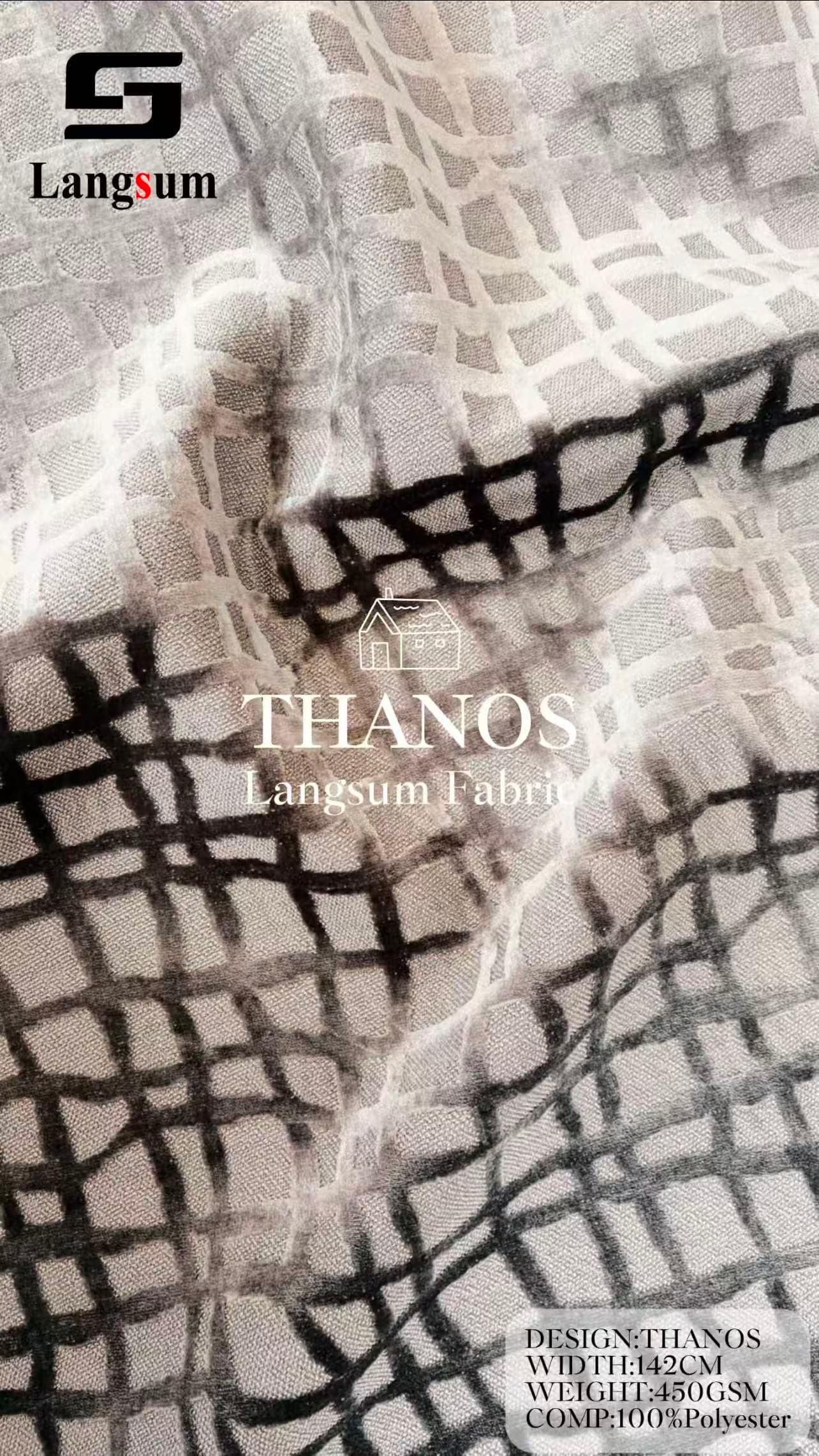 THANOS Circle knitted Jaquard Textured Polyester Upholstery Fabric – 450GSM, 56" Wide, 5 Colors Langsum Fabric