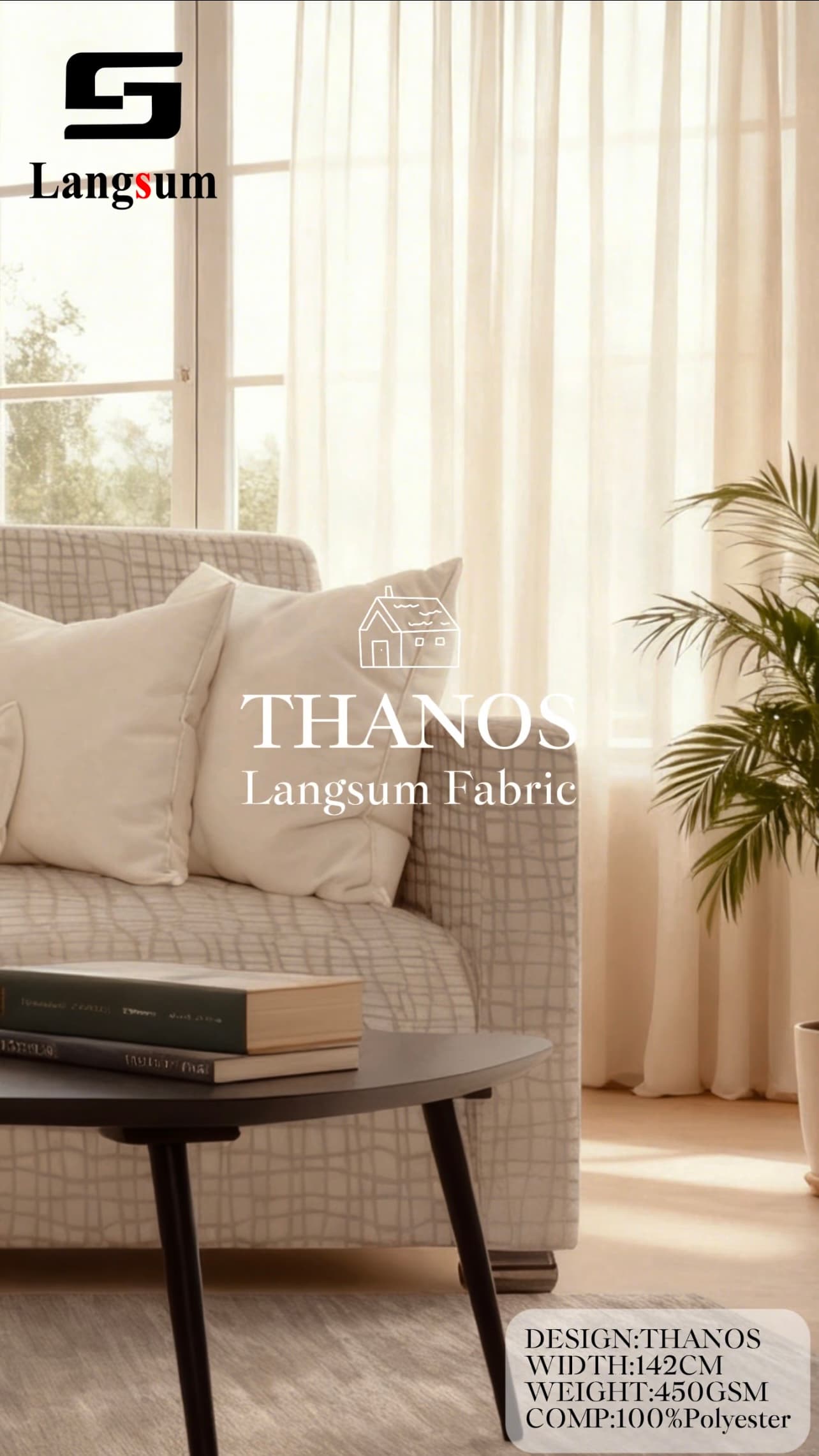 THANOS Circle knitted Jaquard Textured Polyester Upholstery Fabric – 450GSM, 56" Wide, 5 Colors Langsum Fabric