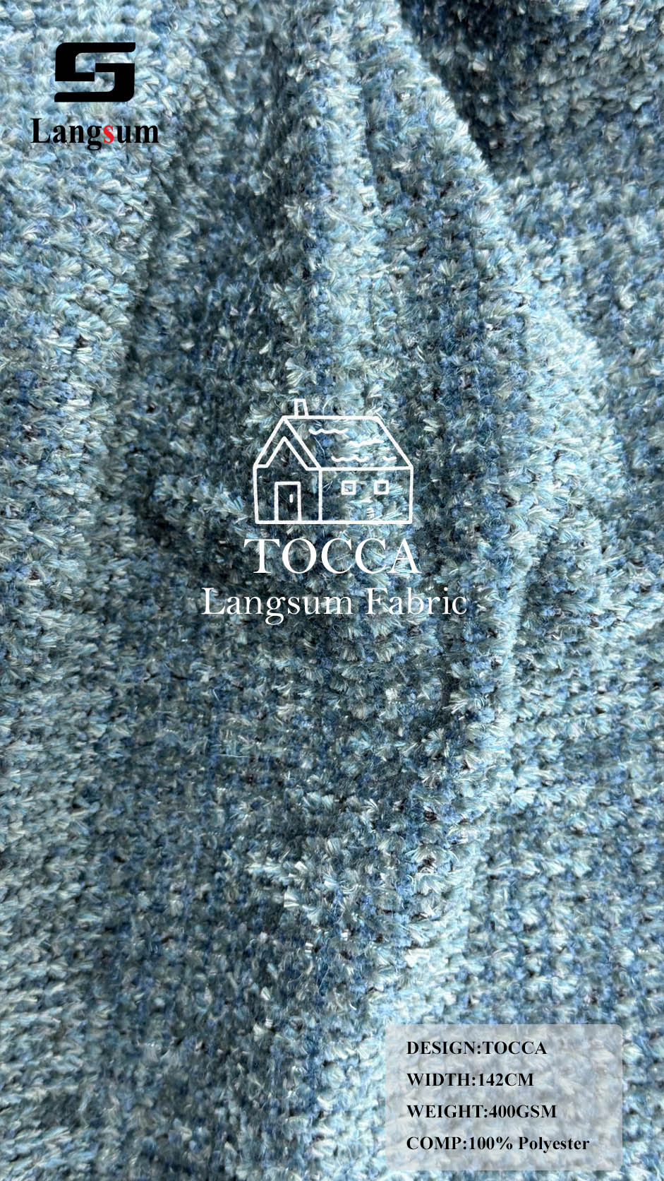 TOCCA Loop-Textured Polyester Upholstery Fabric – 400gsm, 56" Wide Langsum Fabric