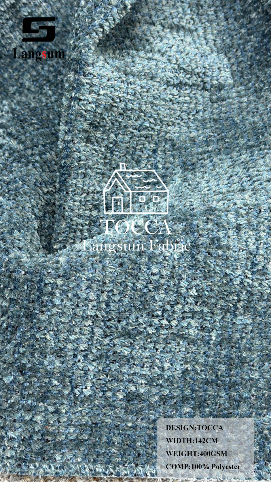 TOCCA Loop-Textured Polyester Upholstery Fabric – 400gsm, 56" Wide Langsum Fabric