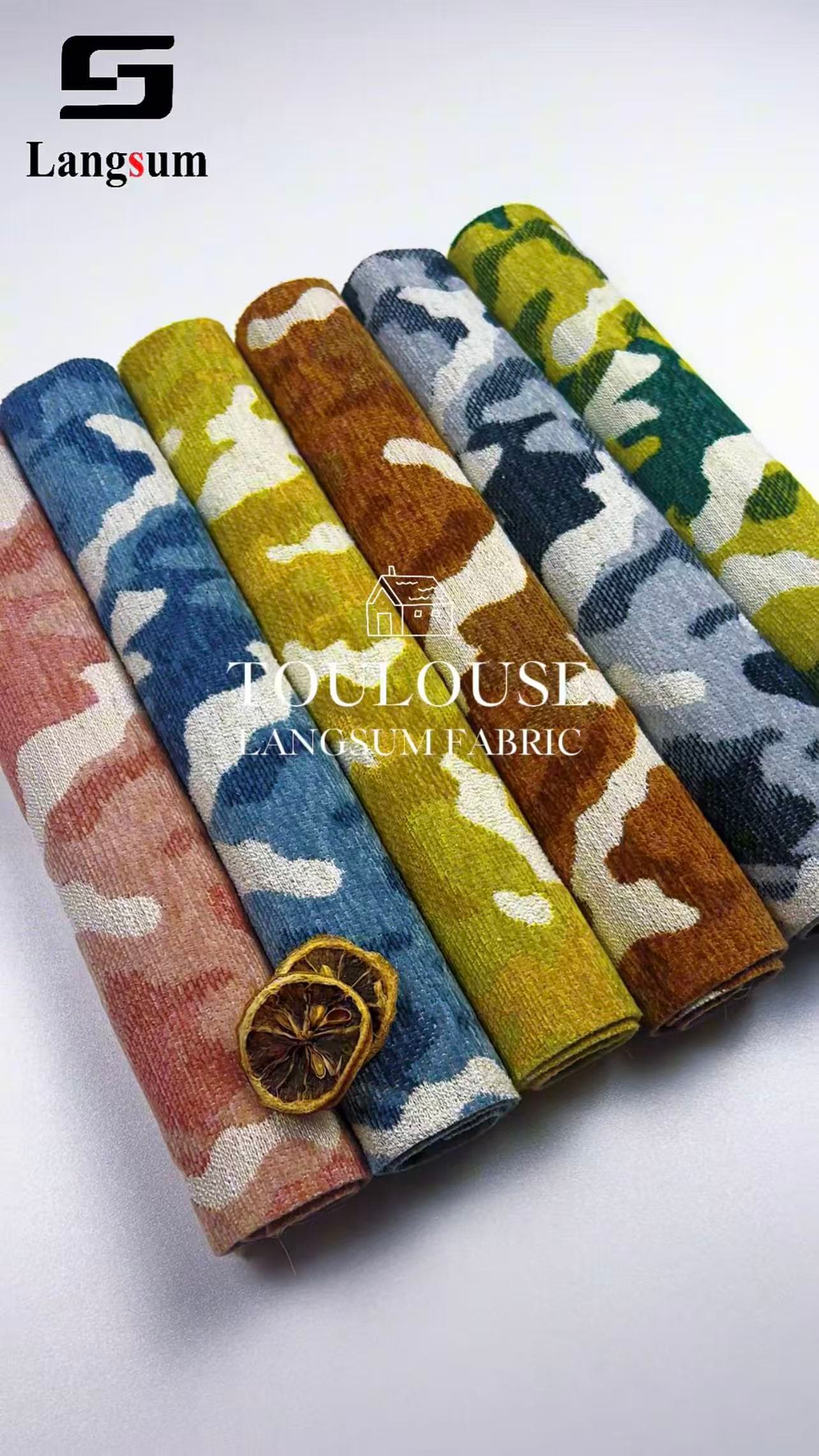 TOULOUSE Chenille Fabric Woven Jacquard Fabric – 610gsm, 56" Wide, 6 Colors Langsum Fabric