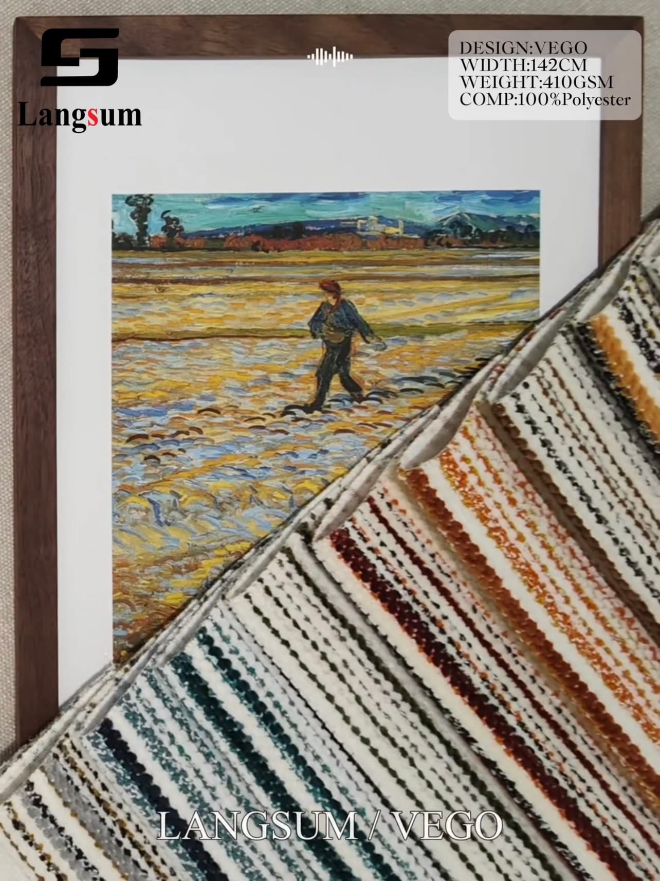 VEGO Chenille Fabric Woven Jacquard Fabric – 410gsm, 56" Wide, 10 Colors Langsum Fabric
