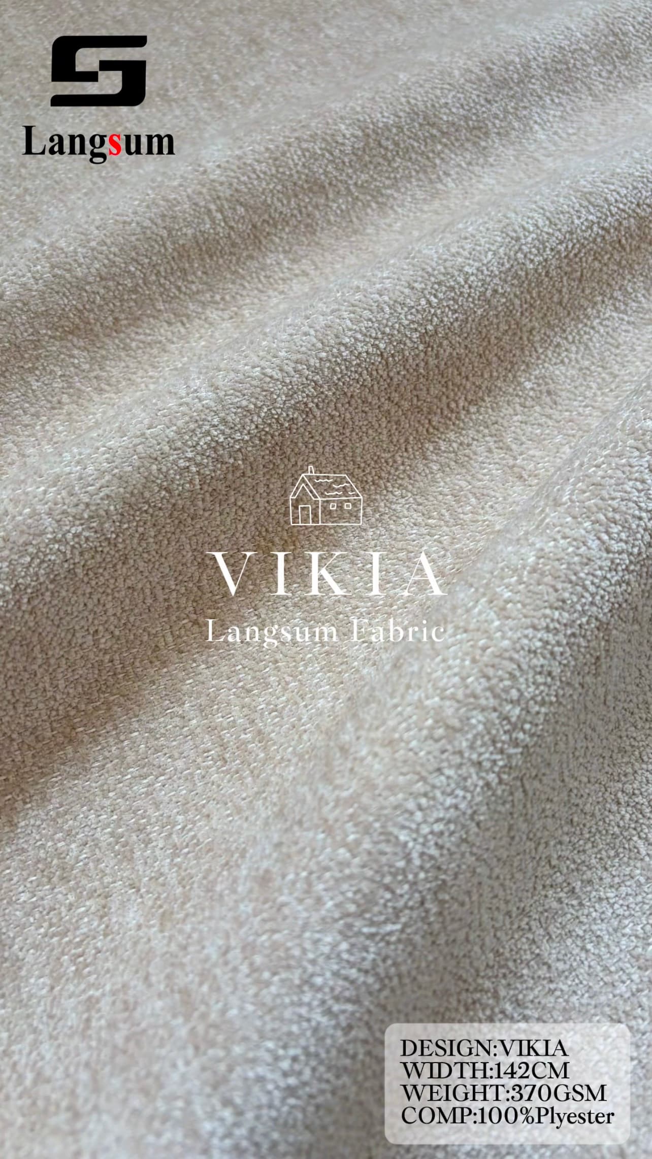 VIKIA Chenille Fabric Woven Jacquard Fabric – 370gsm, 56" Wide, 16 Colors Langsum Fabric