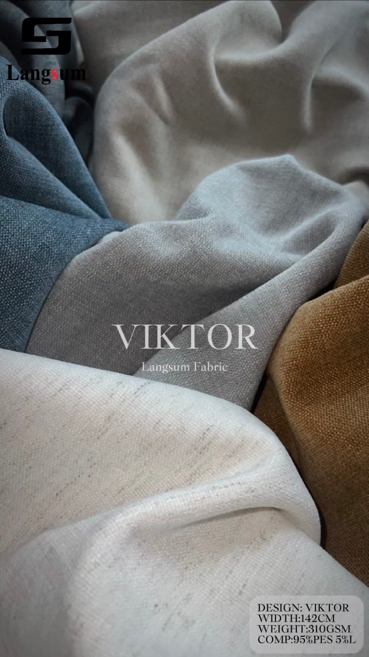 VIKTOR H Linen Look Fabric Polyester Linen Upholstery Fabric – 410gsm, 56" Wide, 9 Colors Langsum Fabric