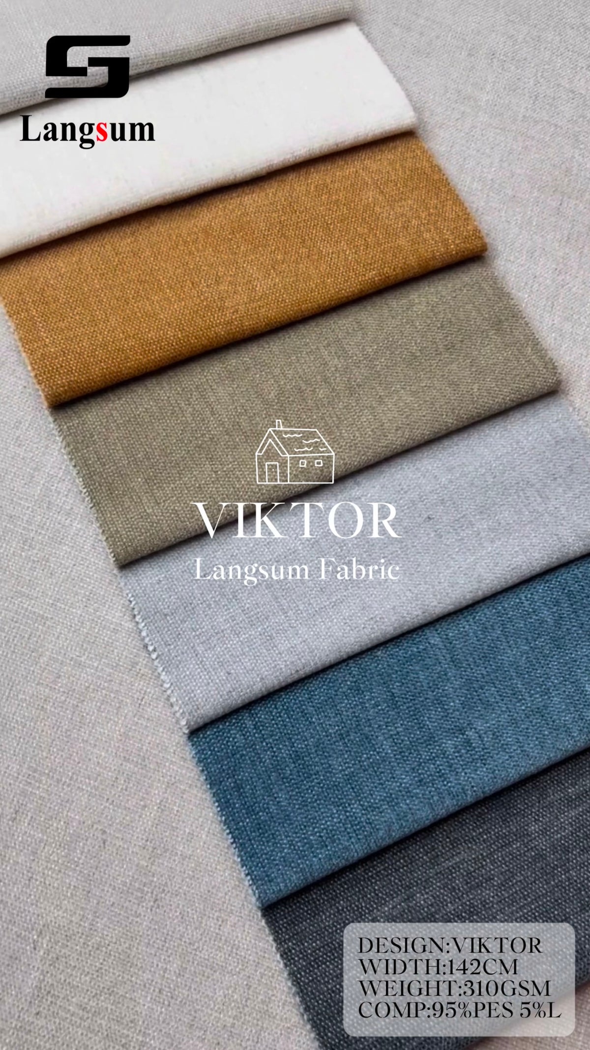 VIKTOR Fine-Textured Polyester Blend Upholstery Fabric – 310gsm, 56" Wide Langsum Fabric