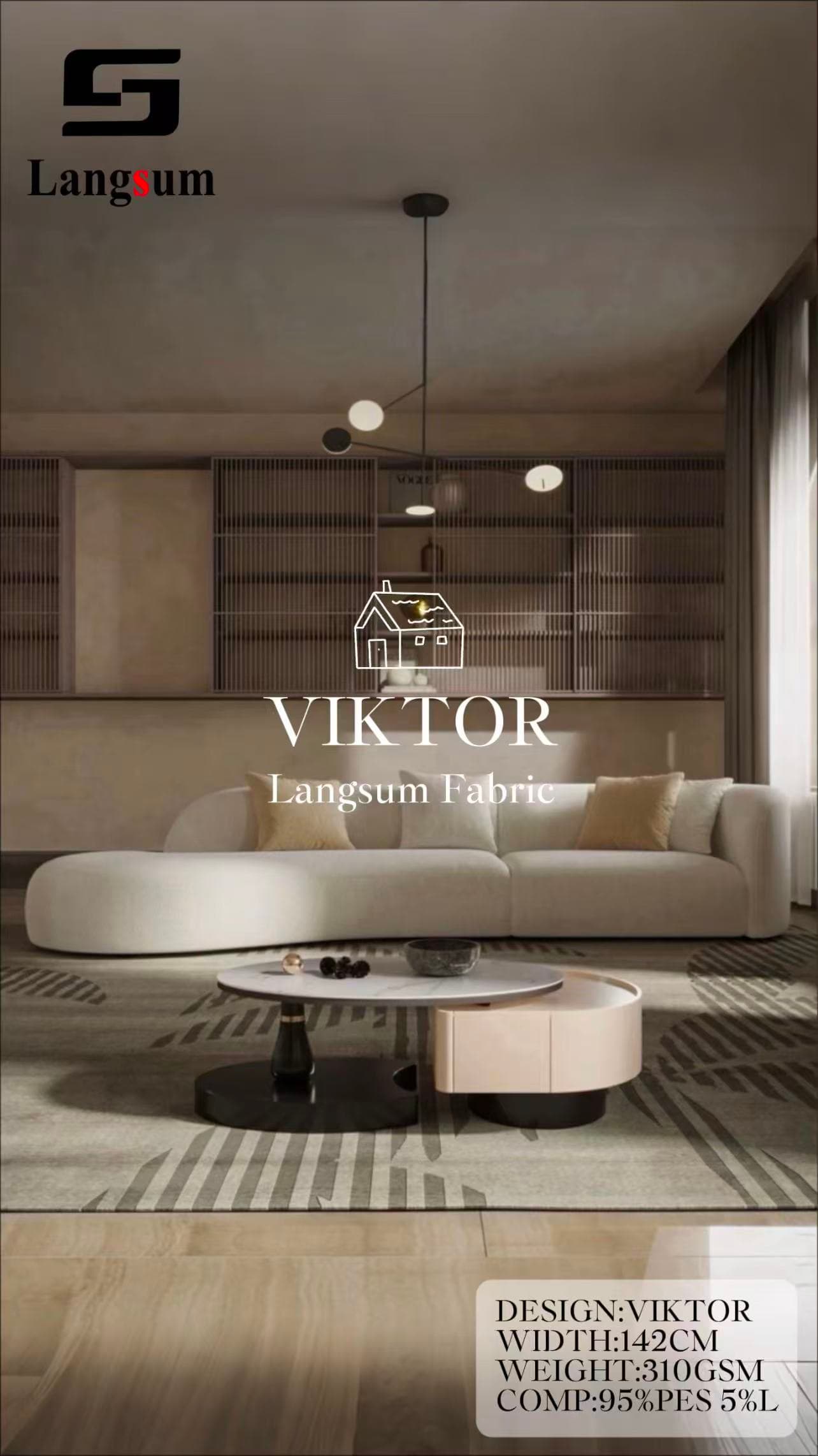 VIKTOR H Linen Look Fabric Polyester Linen Upholstery Fabric – 410gsm, 56" Wide, 9 Colors Langsum Fabric