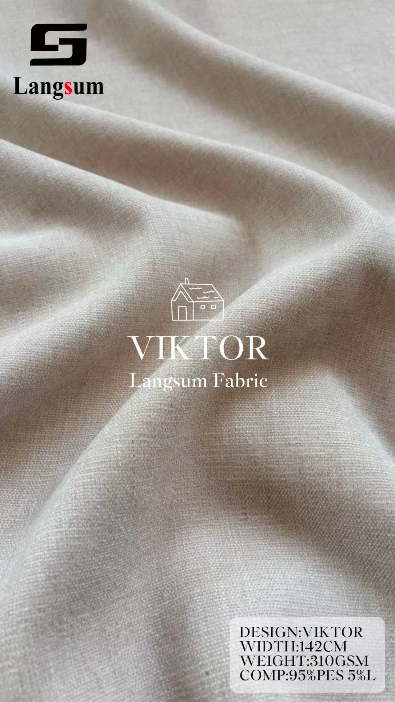 VIKTOR H Linen Look Fabric Polyester Linen Upholstery Fabric – 410gsm, 56" Wide, 9 Colors Langsum Fabric