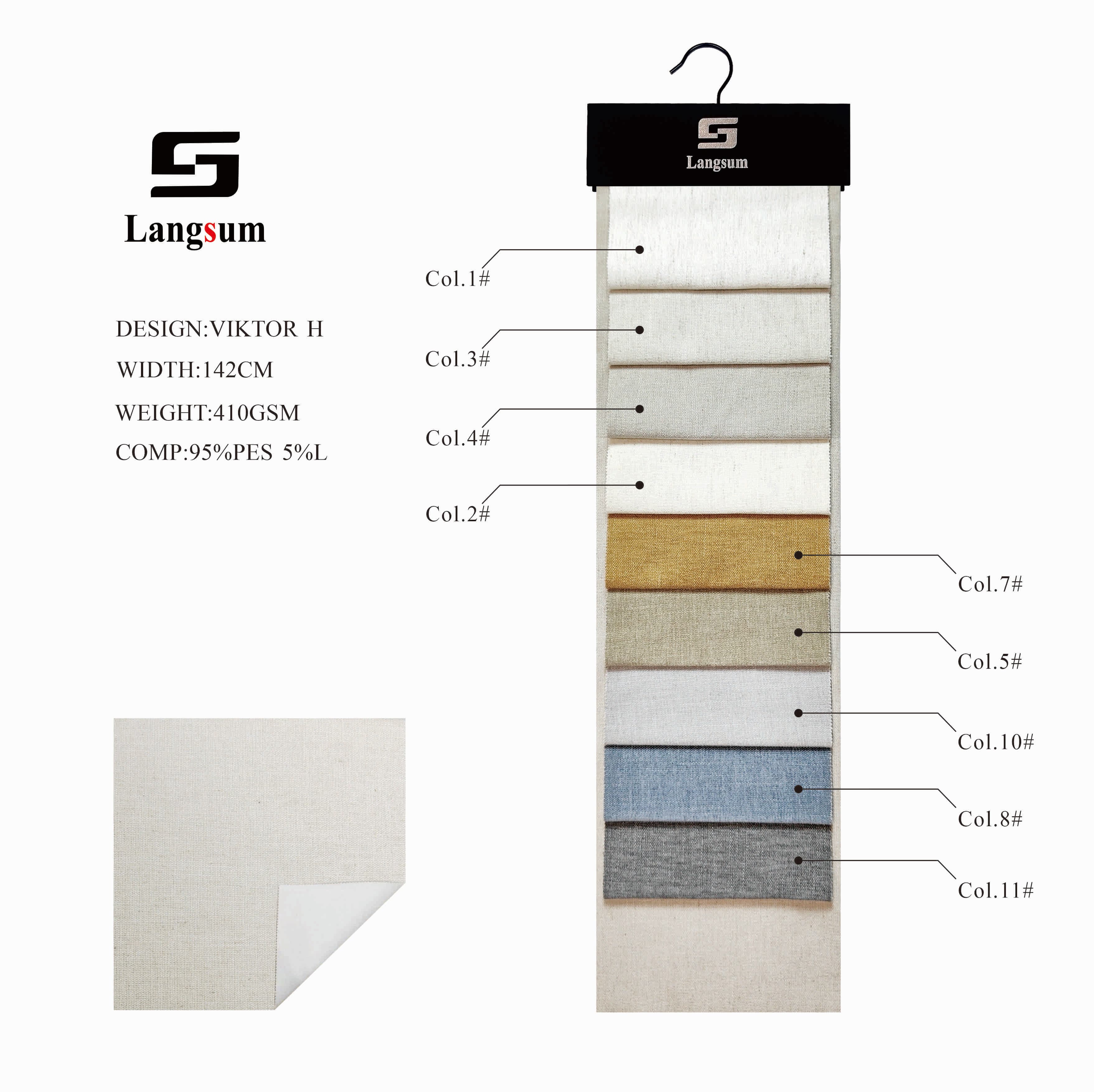 VIKTOR H Linen Look Fabric Polyester Linen Upholstery Fabric – 410gsm, 56" Wide, 9 Colors Langsum Fabric