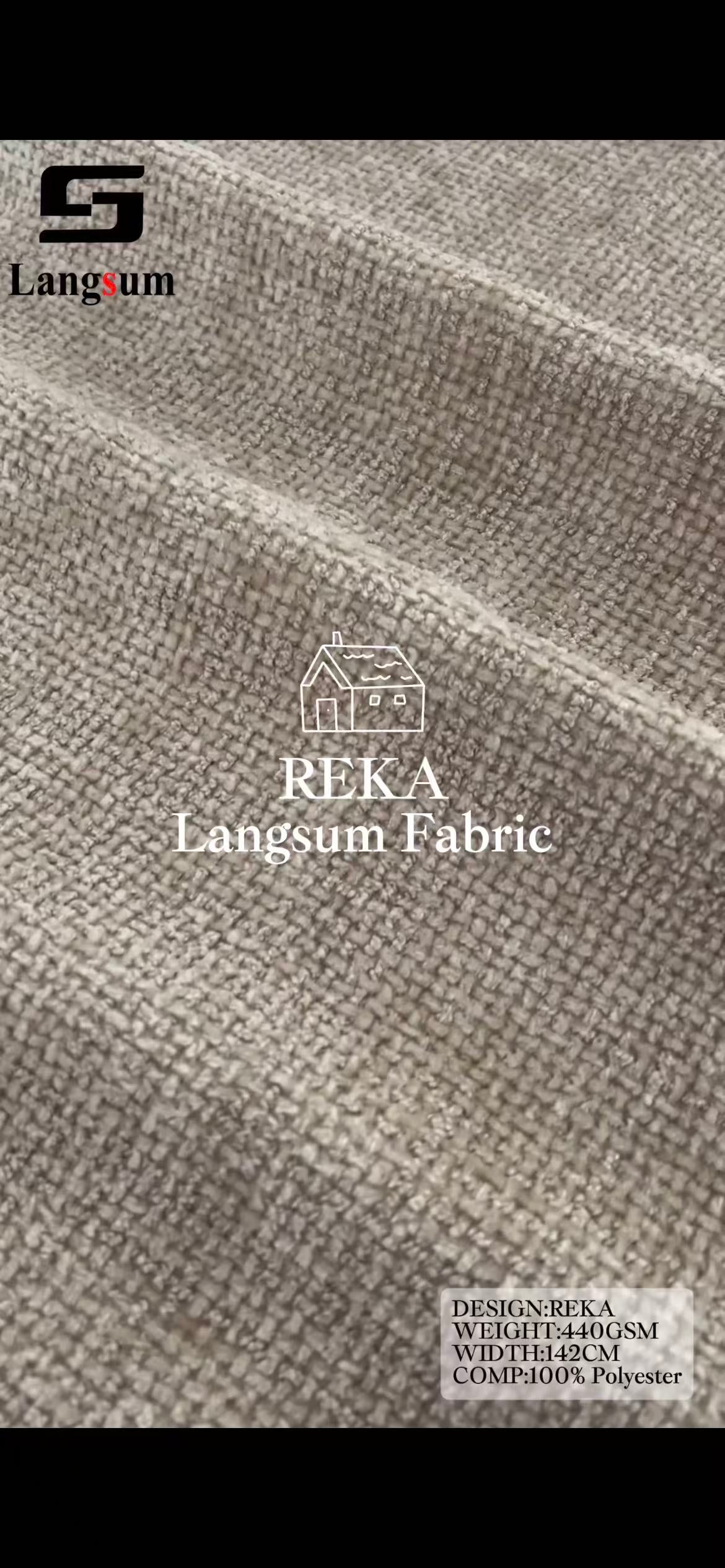 REKA Textured Polyester Upholstery Fabric – 440gsm, 56" Wide, 21 Colors Langsum Fabric