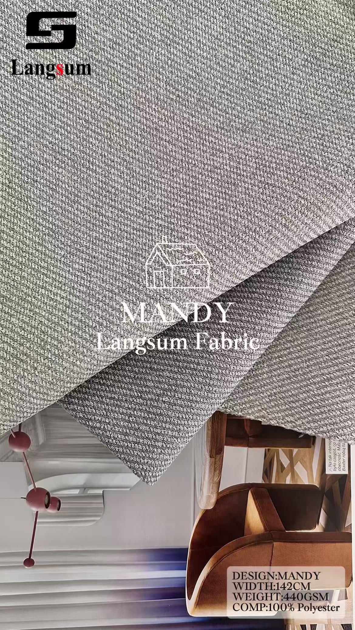 MANDY Fine-Textured Polyester Upholstery Fabric – 440gsm, 56" Wide, 30 Colors Langsum Fabric