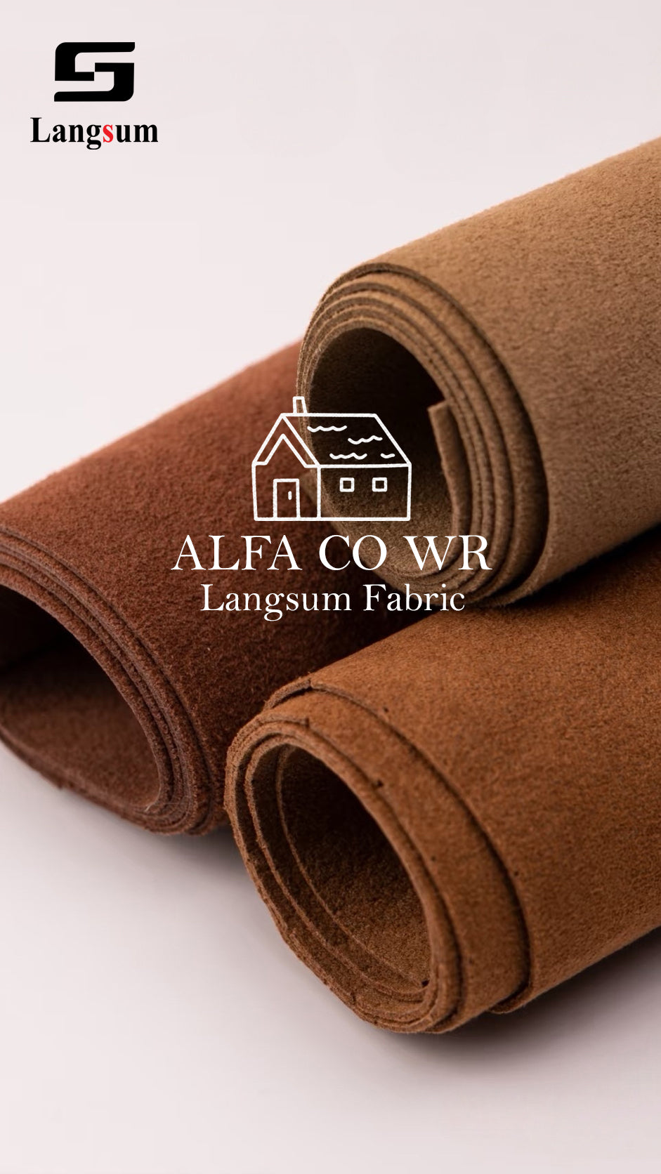 ALFA CO WR Water-Resistant Suede Fabric Polyester Upholstery Fabric – 350gsm, 56" Wide, 18 Colors Langsum Fabric
