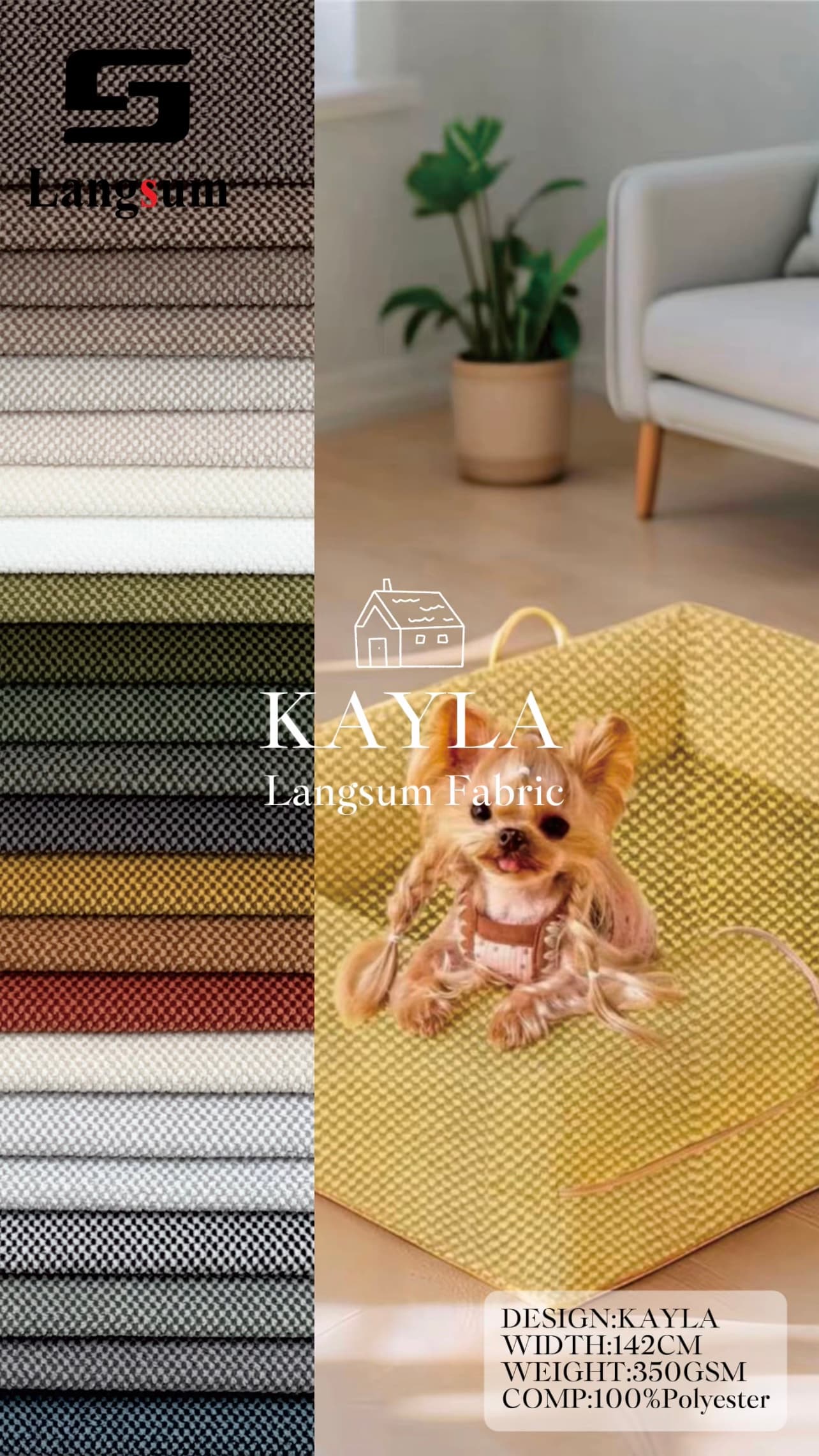 KAYLA Velvet Fabric Knitted Fabric Jacquard-350gsm, 56" Wide, 23 Colors Langsum Fabric