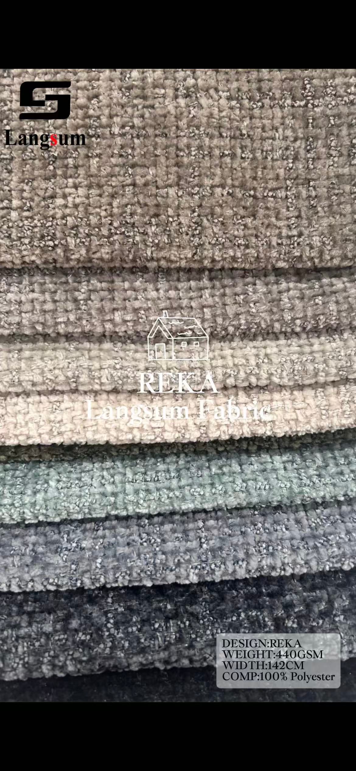 REKA Textured Polyester Upholstery Fabric – 440gsm, 56" Wide, 21 Colors Langsum Fabric