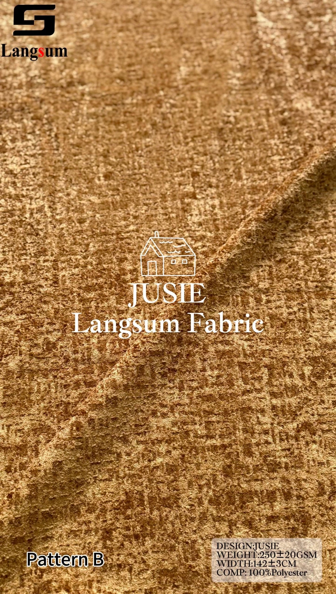 JUSIE Plush-Textured Polyester Upholstery Fabric – 250±20gsm, 56" Wide, 20 Colors Langsum Fabric