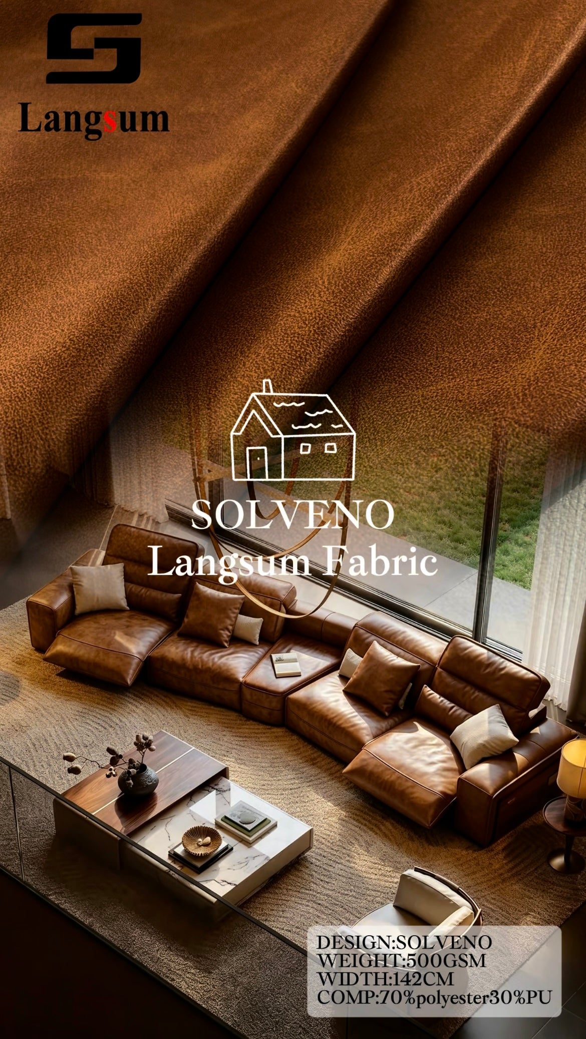 SOLVENO Smooth-Surface Upholstery Fabric Langsum Fabric