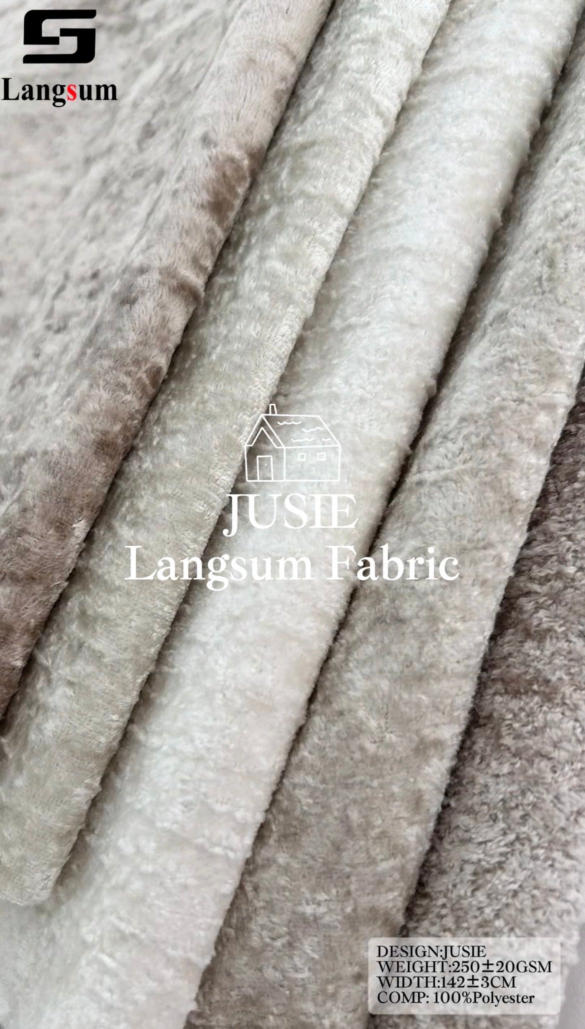 JUSIE Plush-Textured Polyester Upholstery Fabric – 250±20gsm, 56" Wide, 20 Colors Langsum Fabric