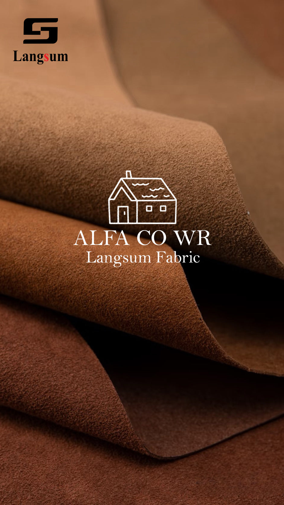 ALFA CO WR Water-Resistant Suede Fabric Polyester Upholstery Fabric – 350gsm, 56" Wide, 18 Colors Langsum Fabric