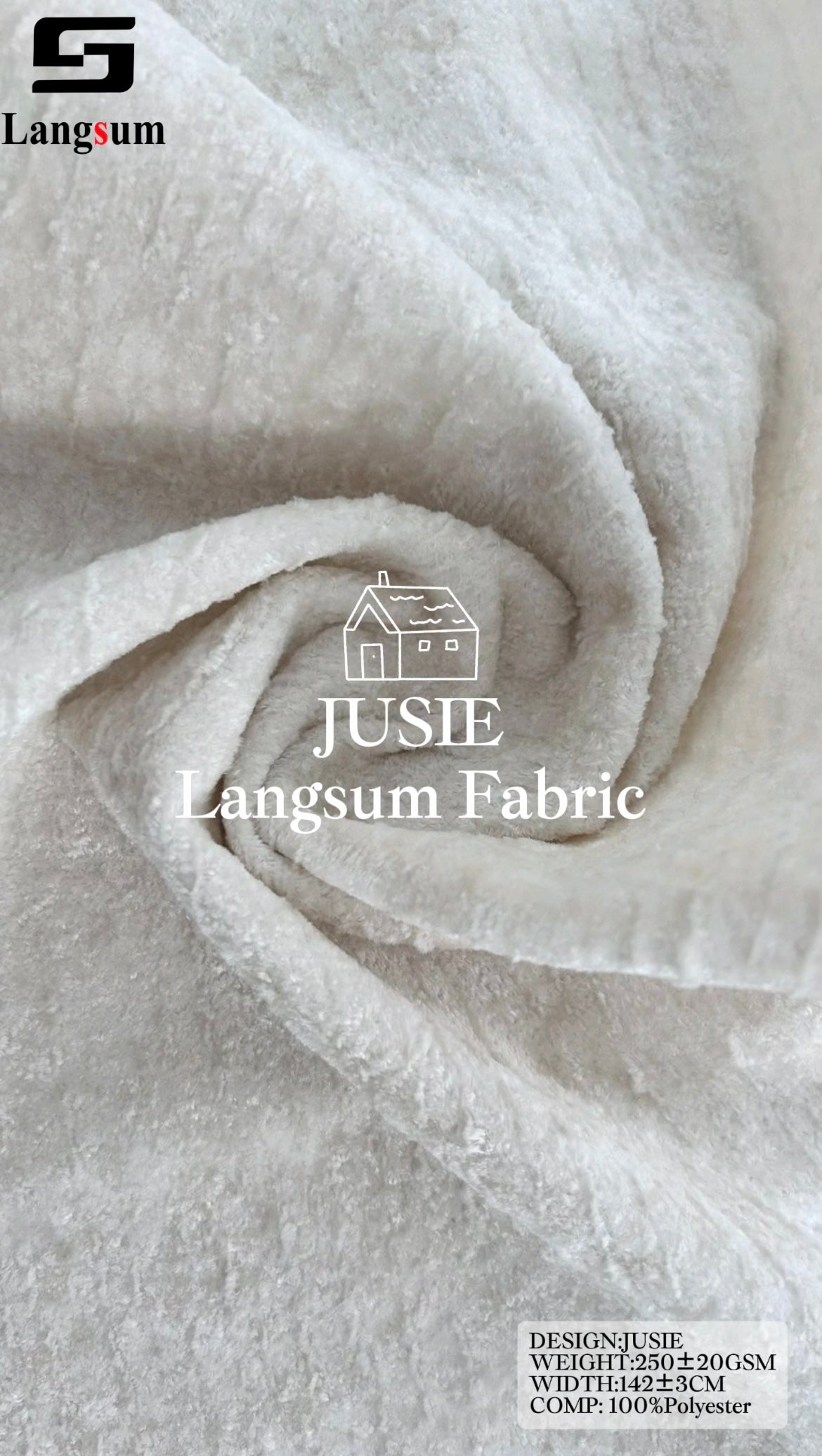 JUSIE Plush-Textured Polyester Upholstery Fabric – 250±20gsm, 56" Wide, 20 Colors Langsum Fabric