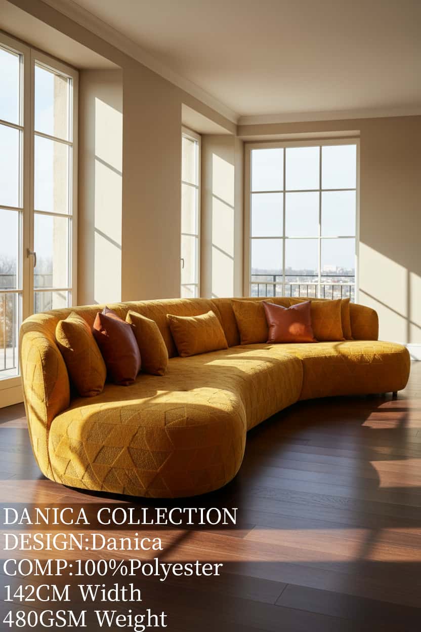 DANICA Textured Polyester Upholstery Fabric – 480gsm, 56" Wide, 12 Colors Langsum Fabric