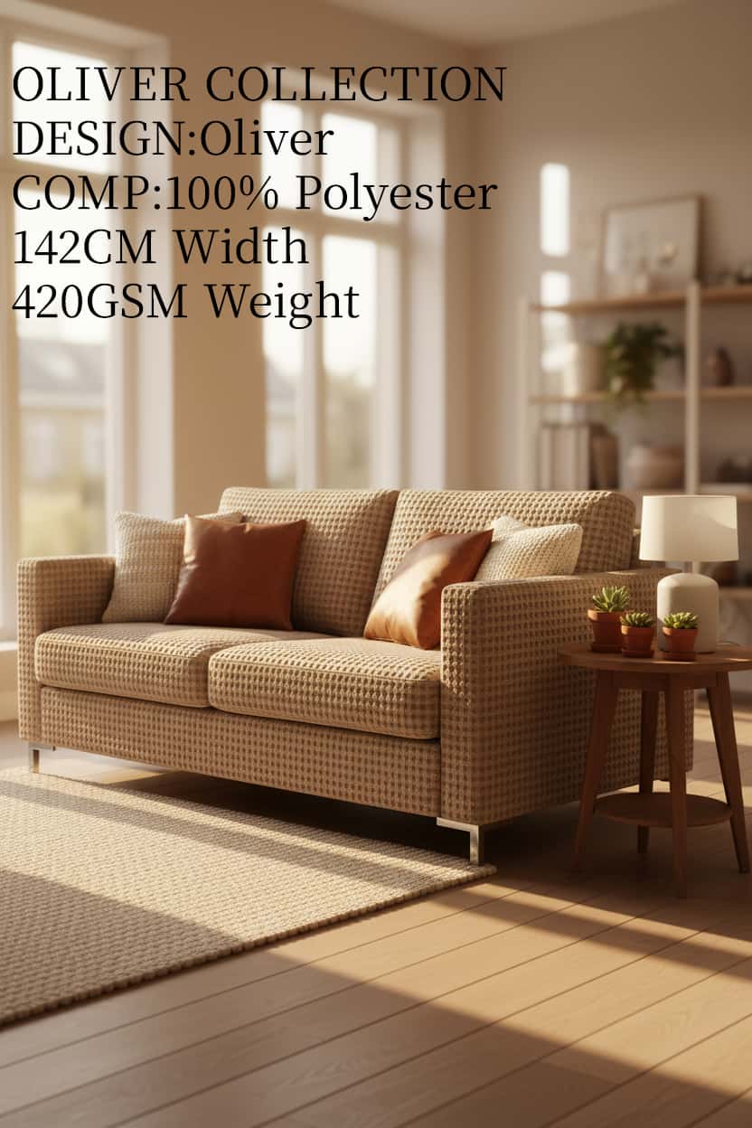 OLIVER Linen Look Fabric Polyester Upholstery Fabric – 420gsm, 56" Wide, 16 Colors Langsum Fabric