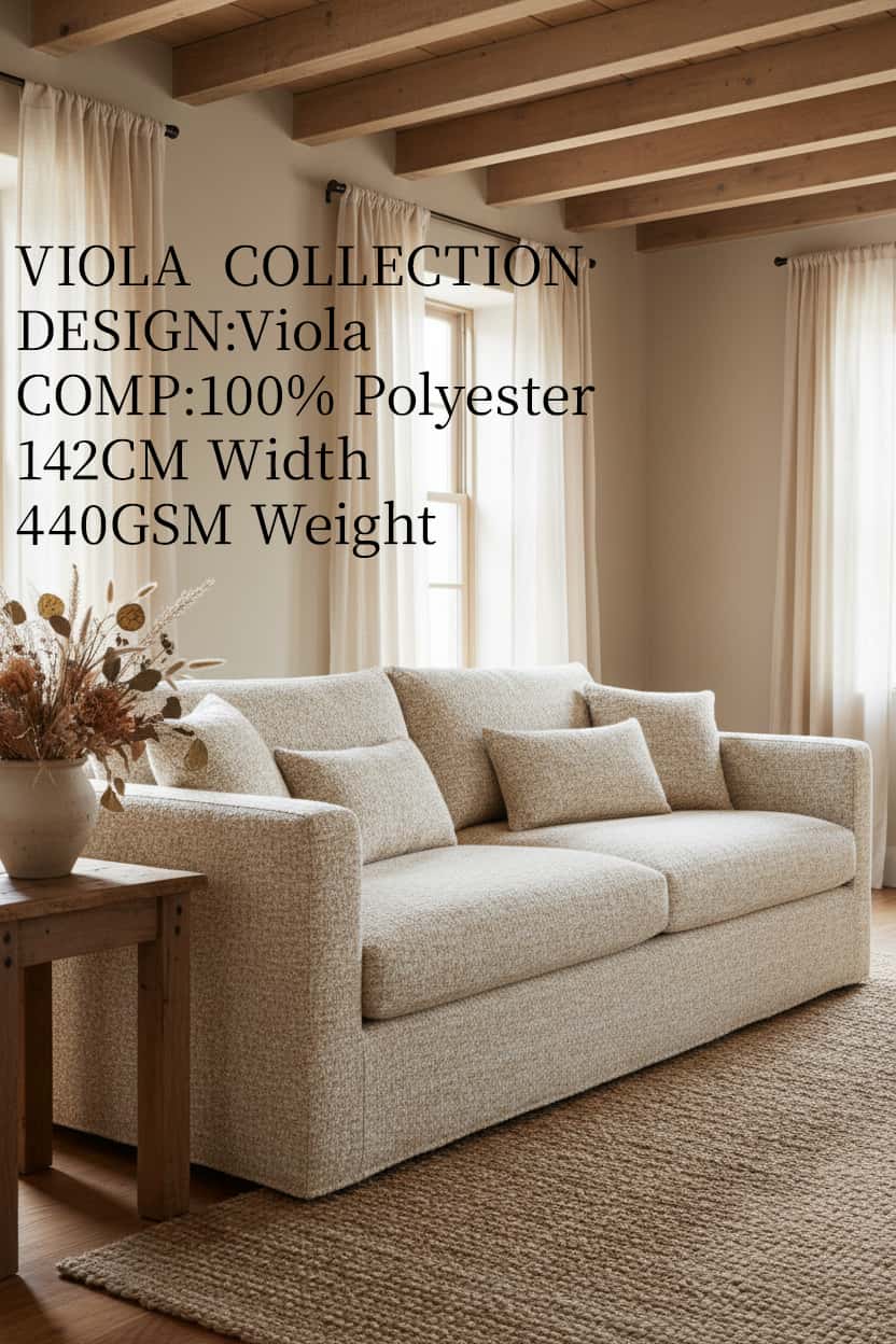 VIOLA Textured Polyester Upholstery Fabric – 440gsm, 56" Wide, 19 Colors Langsum Fabric