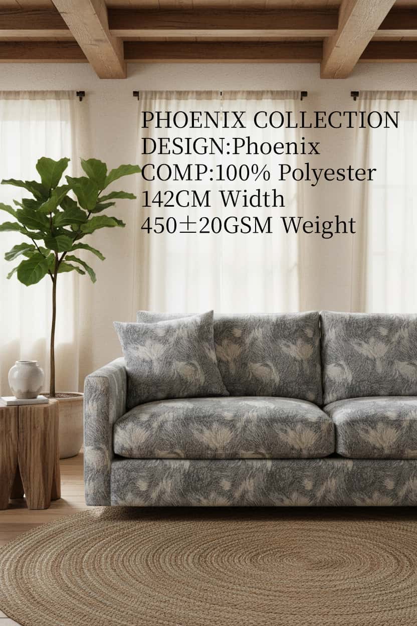 PHOENIX Textured Polyester Upholstery Fabric – 450±20gsm, 56" Wide, 6 Colors Langsum Fabric