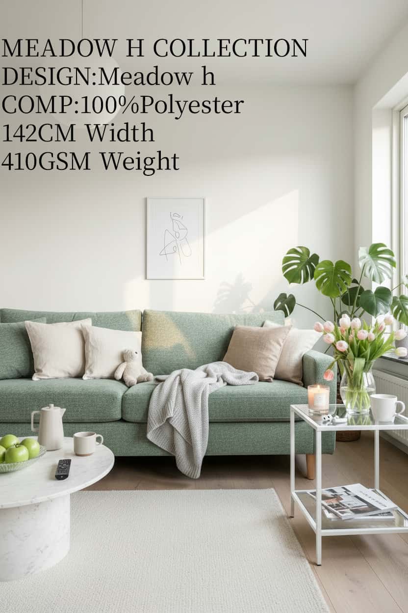 MEADOW H Chenille Fabric Woven Jacquard Fabric – 410gsm, 56" Wide, 15 Colors Langsum Fabric