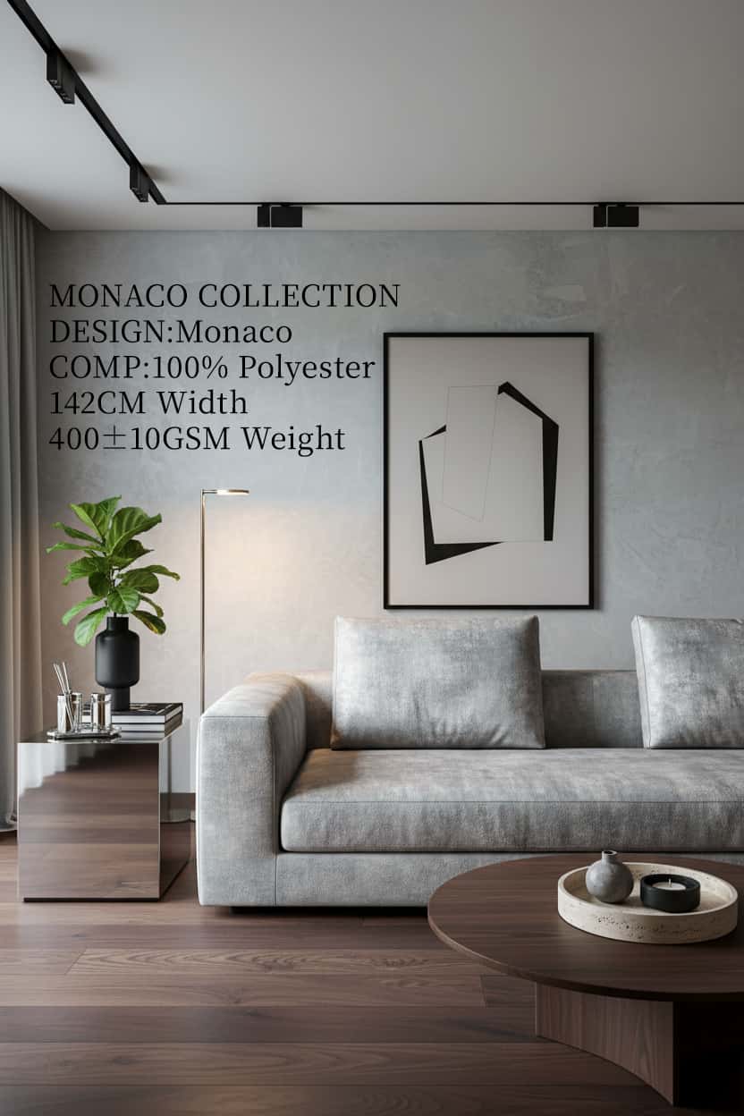 MONACO Textured Polyester Upholstery Fabric – 400±10gsm, 56" Wide, 17 Colors Langsum Fabric