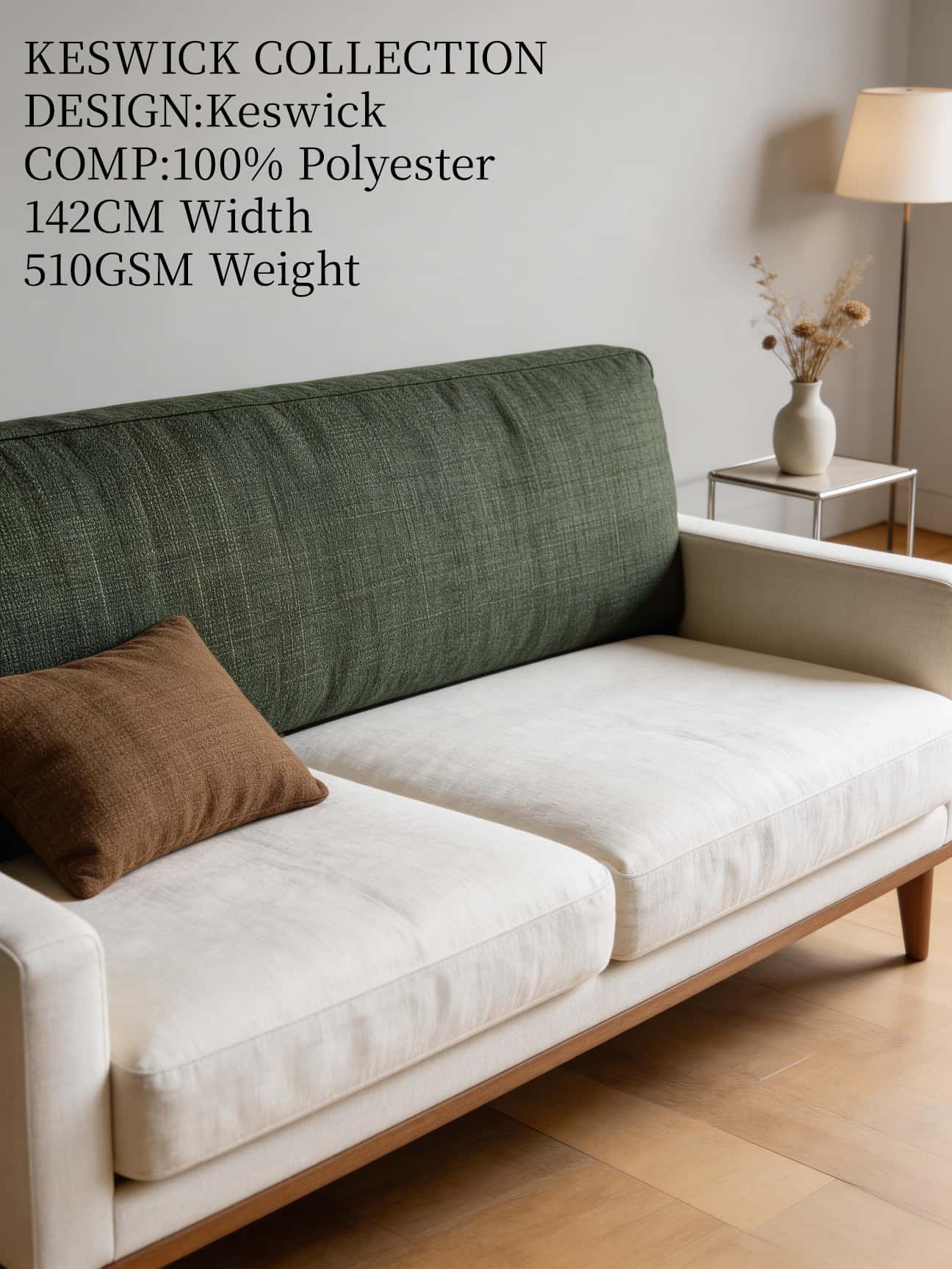 KESWICK Linen looking fabric Polyester Upholstery Fabric – 510gsm, 56" Wide, 18 Colors Langsum Fabric
