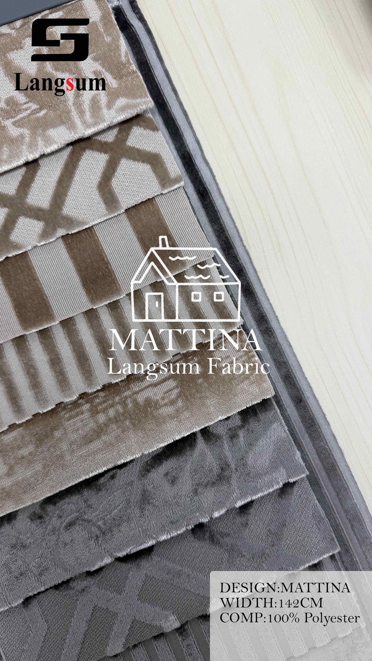 MATTINA Polyester Upholstery Fabric – 56" Wide Langsum Fabric