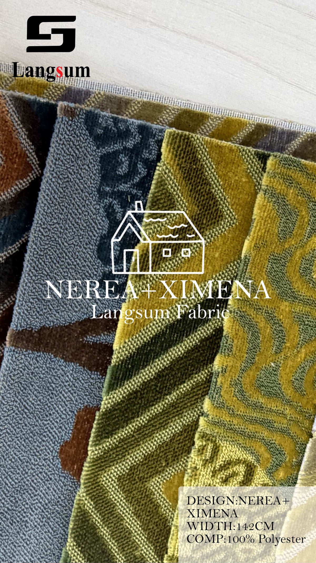 NEREA+XIMENA Polyester Upholstery Fabric – 56" Wide Langsum Fabric