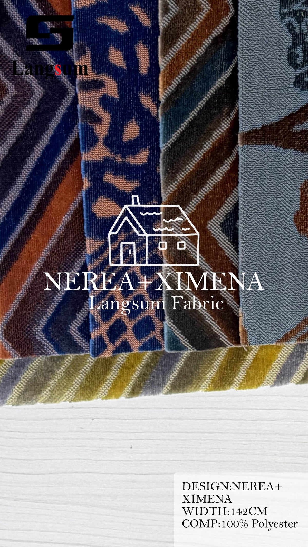 NEREA+XIMENA Polyester Upholstery Fabric – 56" Wide Langsum Fabric